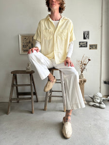 1960s Cream Short Sleeve Camp Collar Button Down (L/XL)