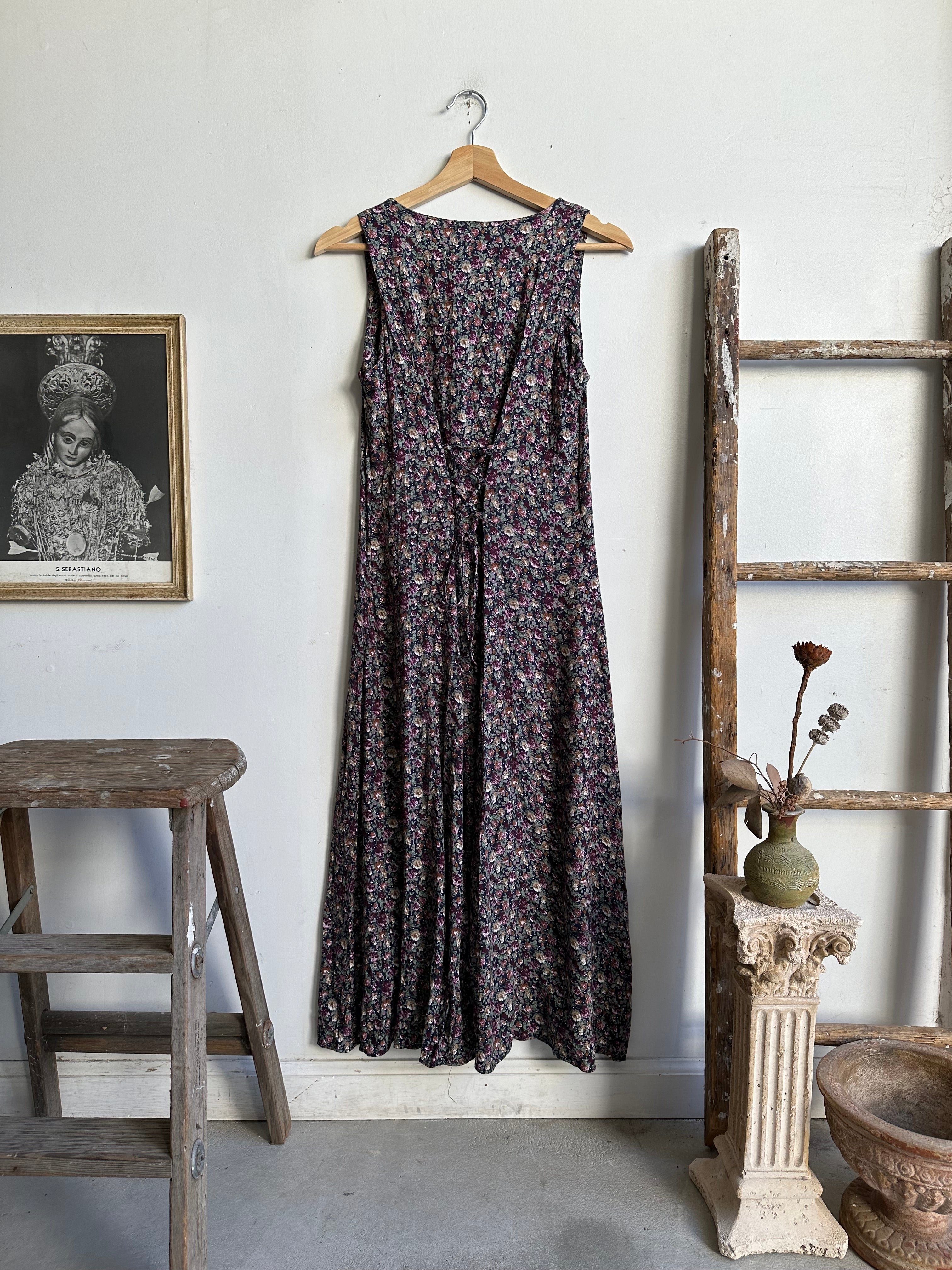 1990s Floral Print Button Down Dress (S/M)