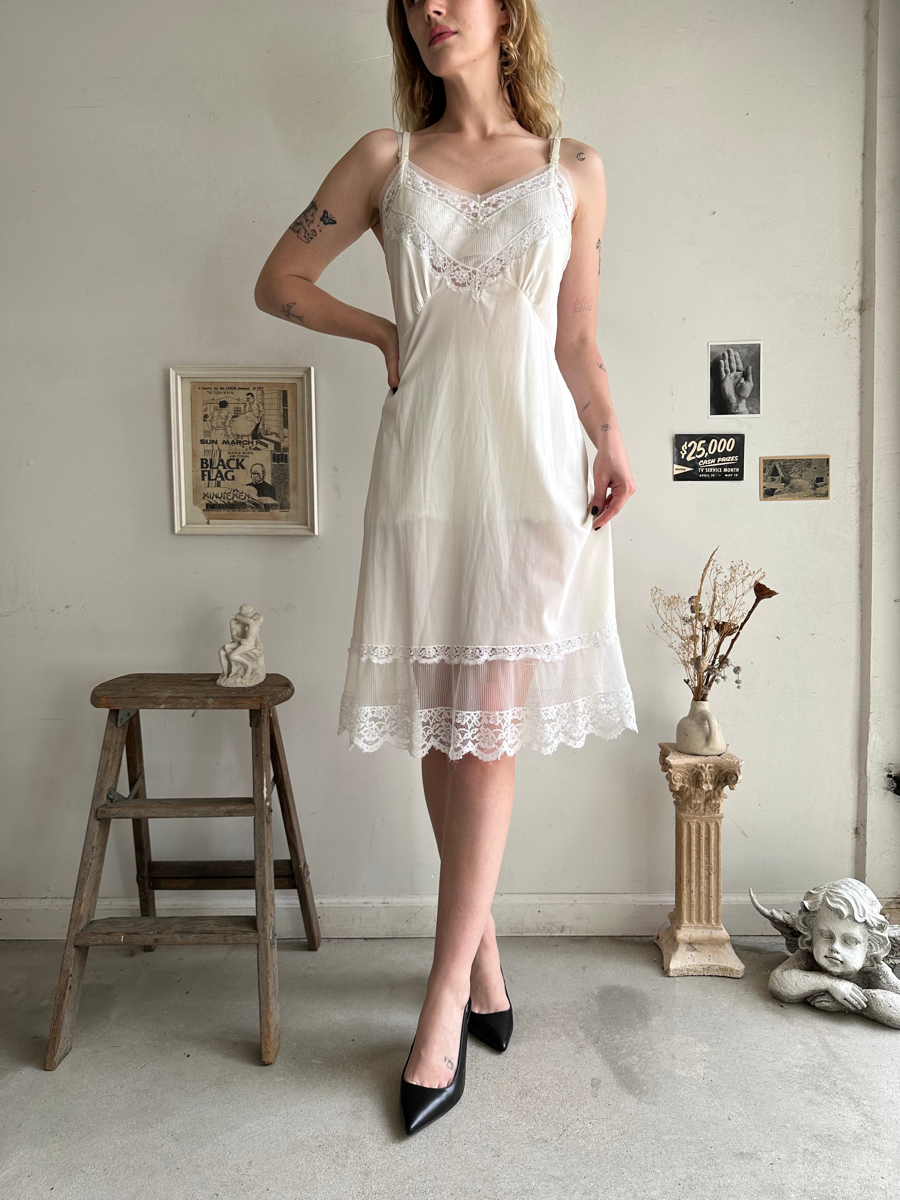 1960s Frill Trim Slip Dress (L)
