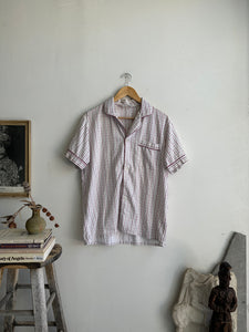 1970s White and Red Checkered PJ Shirt (M/L)