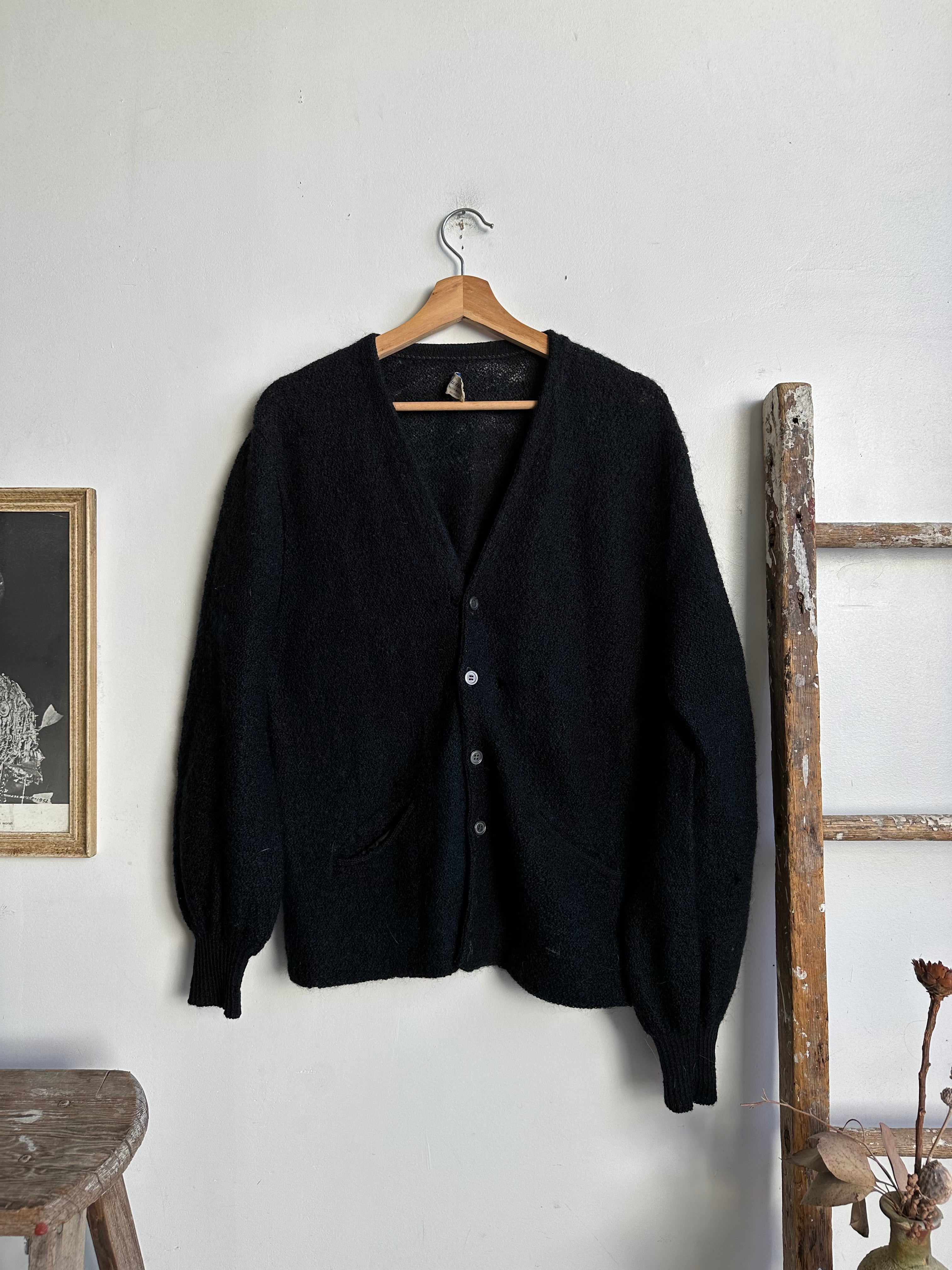 1960s Black Mohair Cardigan (M)