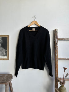 1960s Black V-Neck Mohair Knit (XL)
