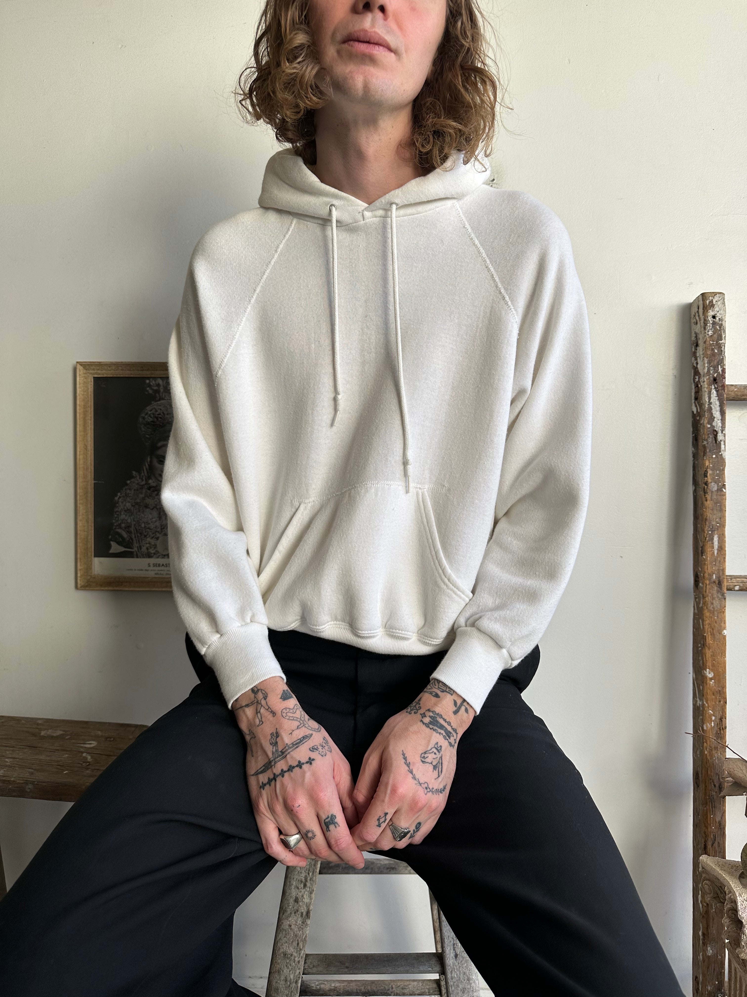 1980s Well-Worn White Hoodie (M/L)