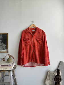 1990s Red Work Cotton Flannel (Boxy XL)