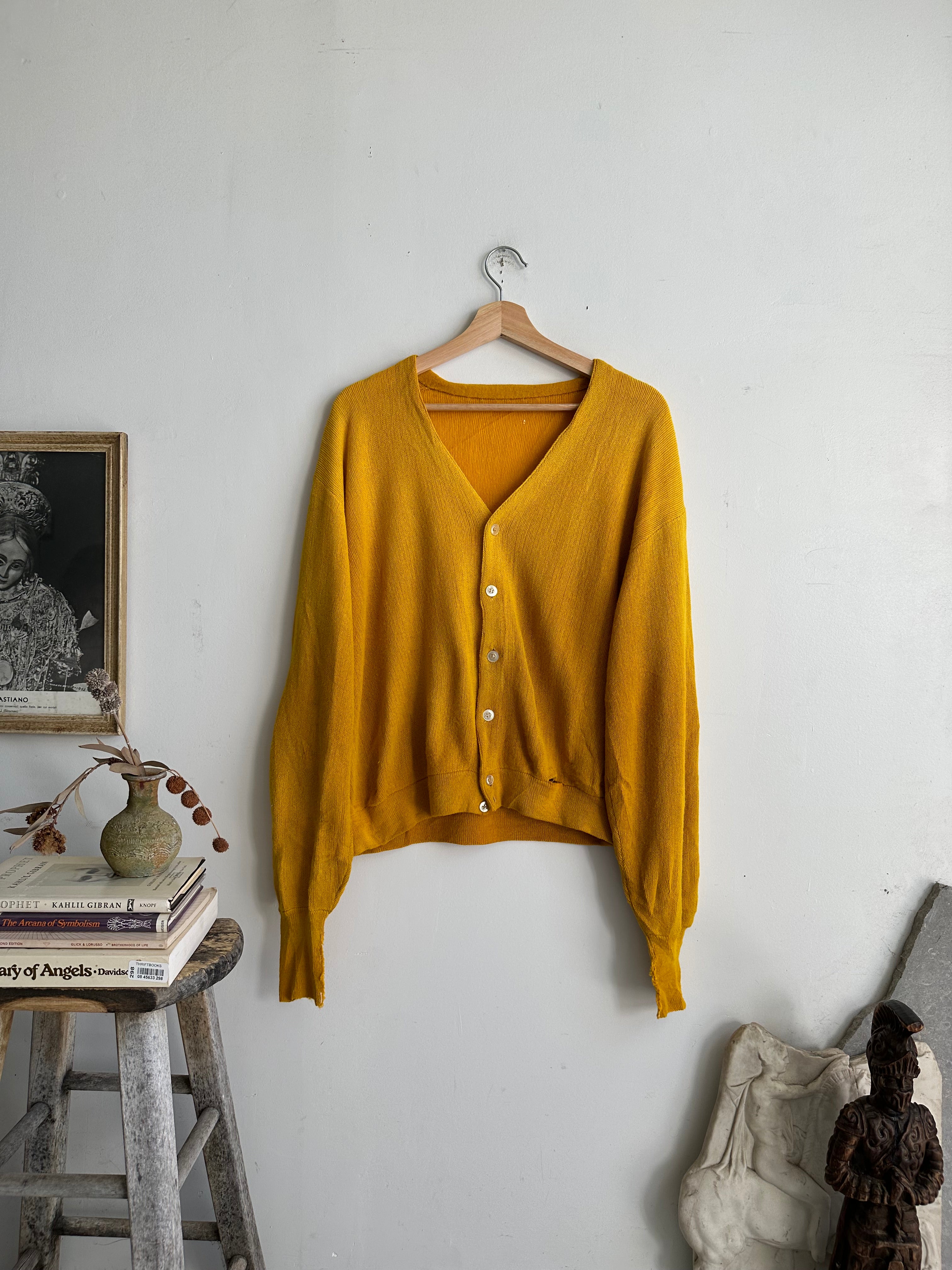 1970s Mustard Cardigan (Boxy S/M)