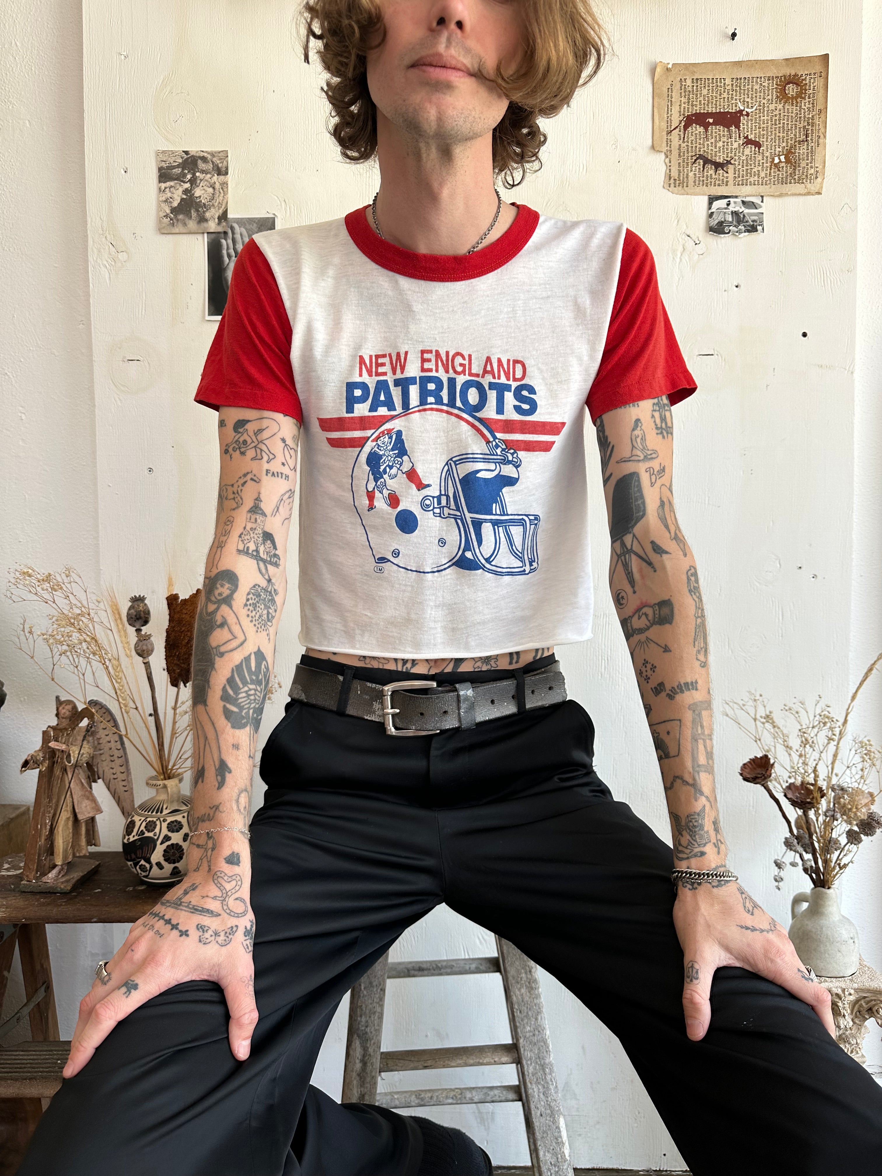 1980s Chopped New England Patriots Tee (S/M)