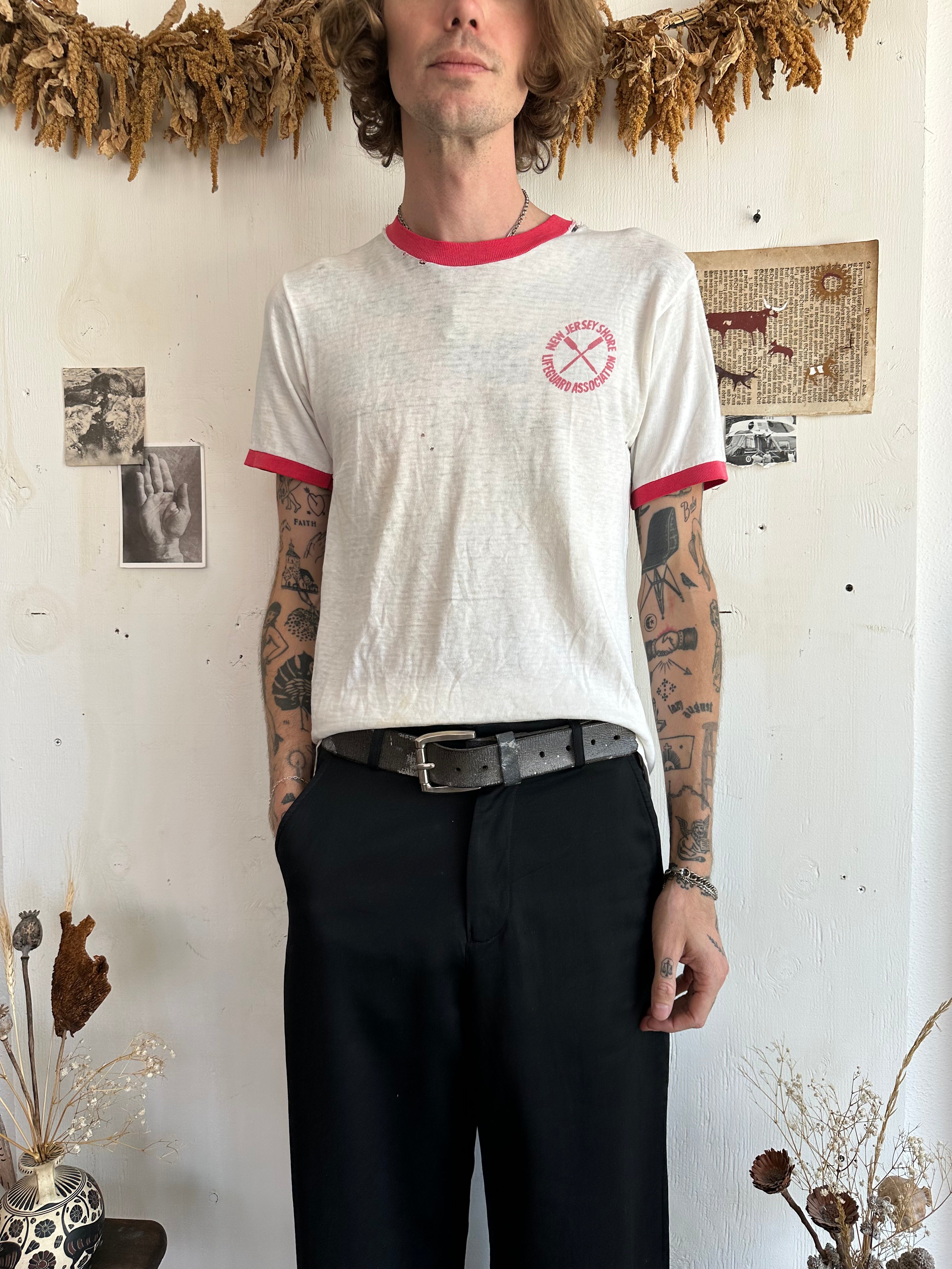 1970s Thrashed Jersey Shore Lifeguard Tee (M)