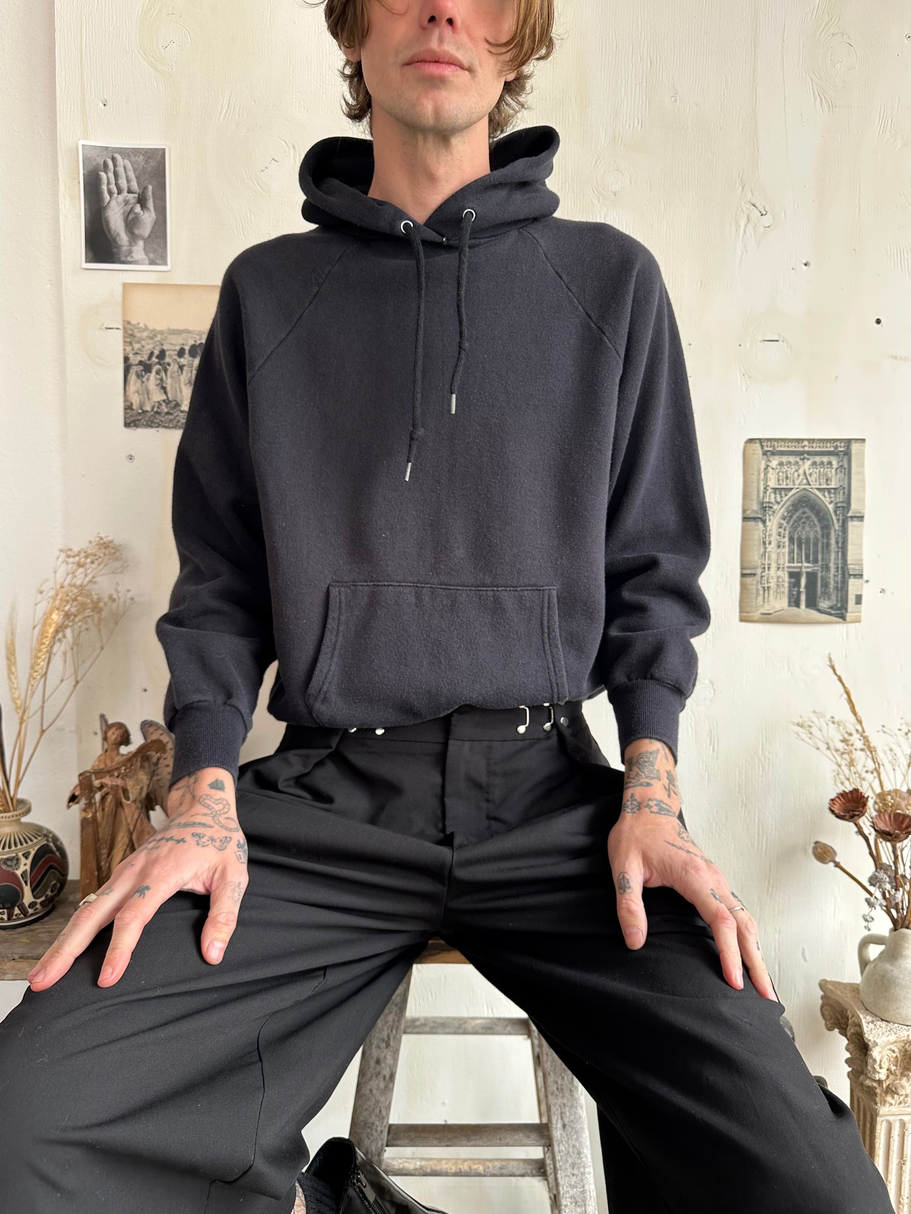 1980s Black Pullover Hoodie (Boxy M)