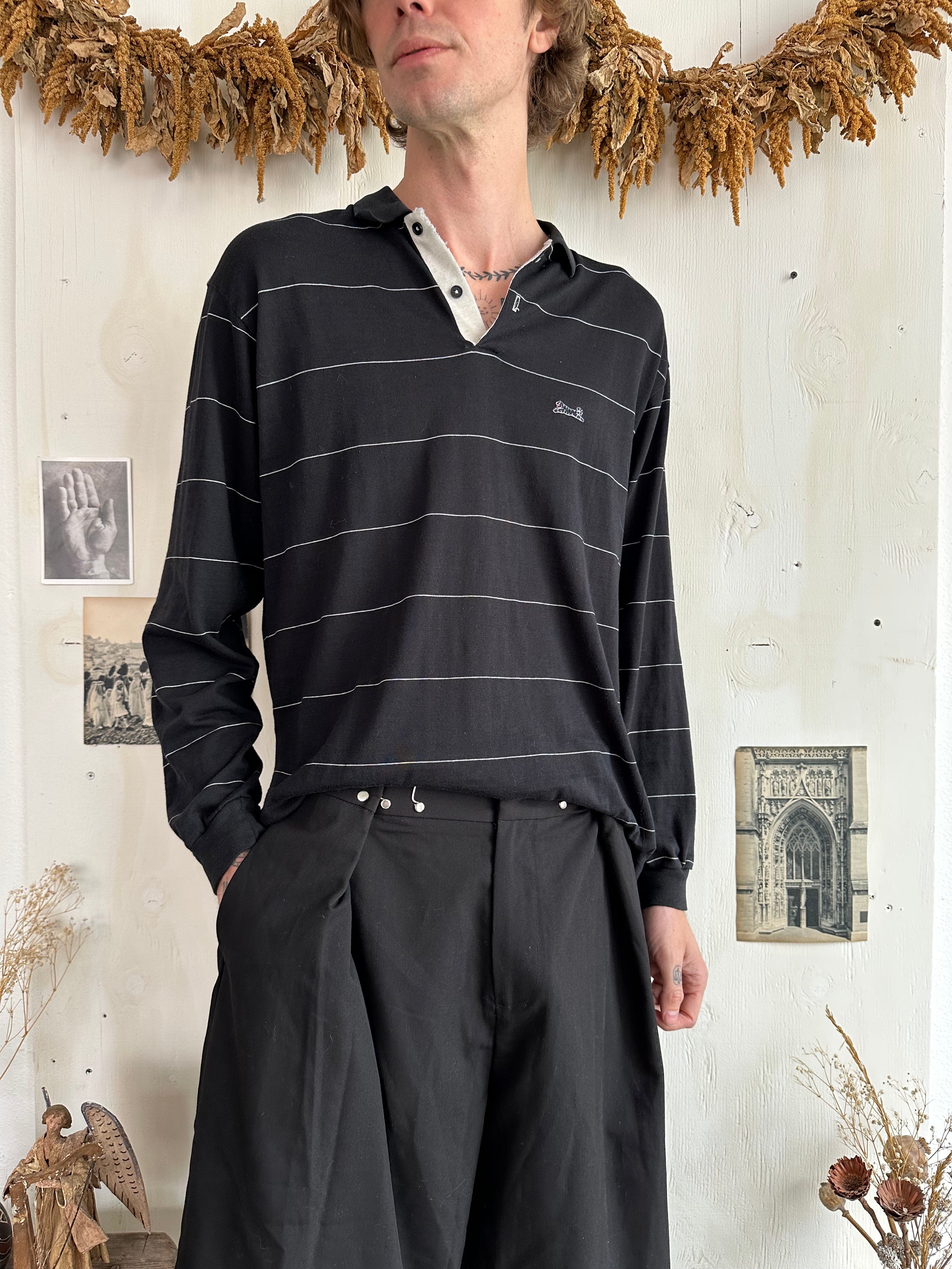 1990s Stripped Polo Long Sleeve (L/XL)