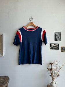 1970s Navy Blue Athletic Style Tee (S/M)