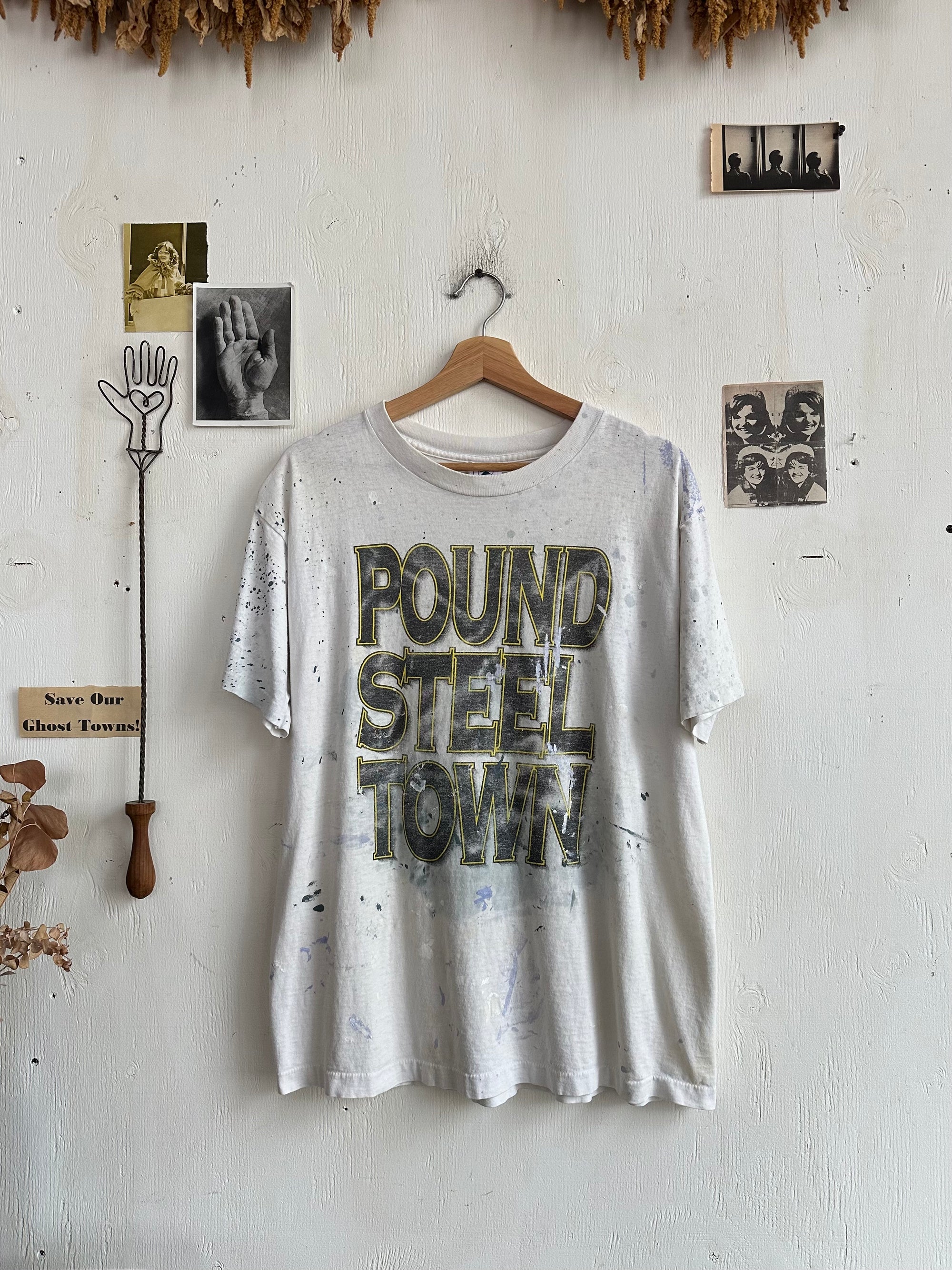 1990s Paint Splattered Pound Steel Town T-Shirt