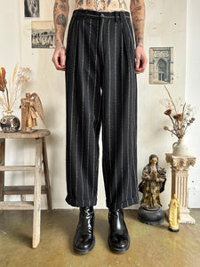 1980s Mohair Pinstripe Baggy Trousers (36/30)