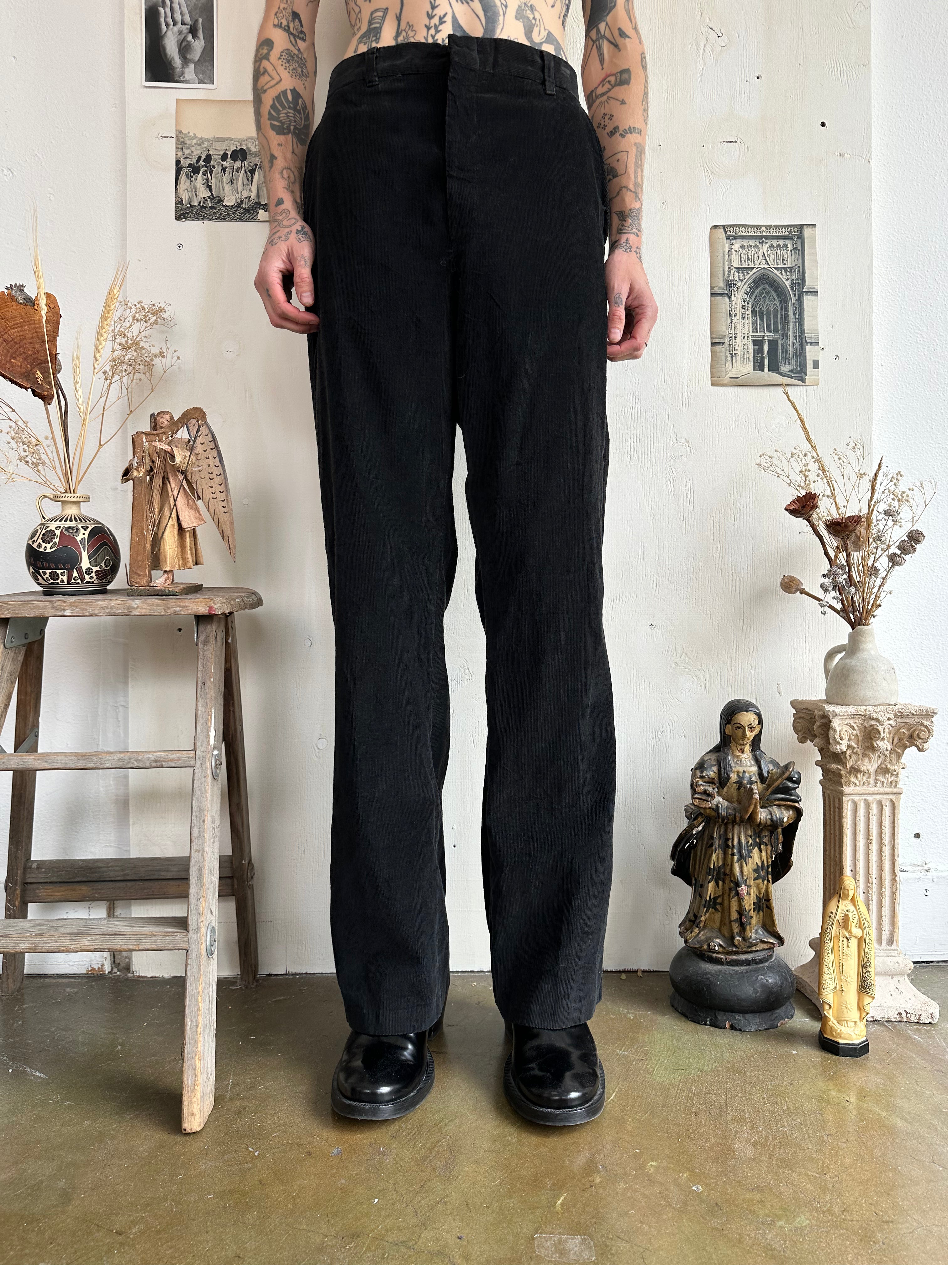 1970s Loose Fit Black Cords (36/33)