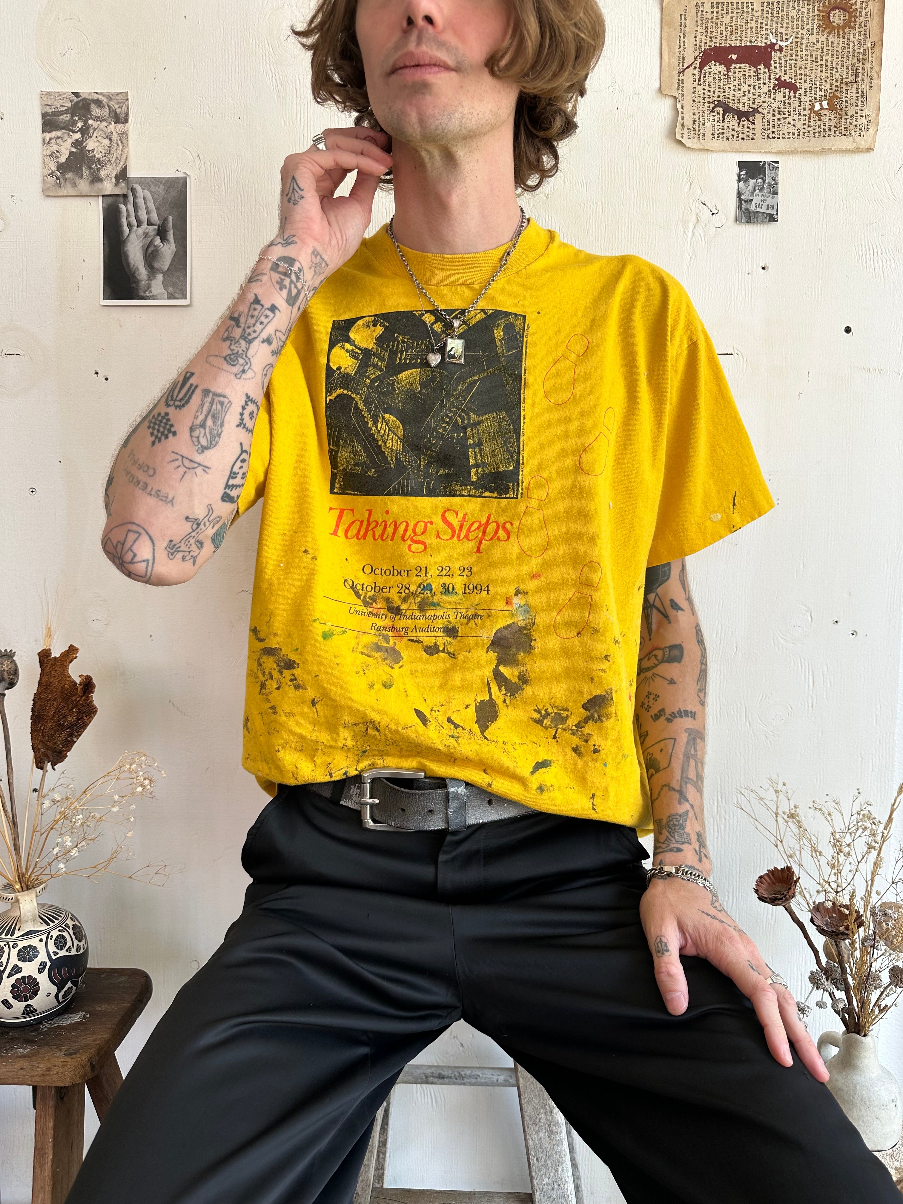 1990s Paint Stained M.C. Escher Taking Steps T-Shirt (L/XL)