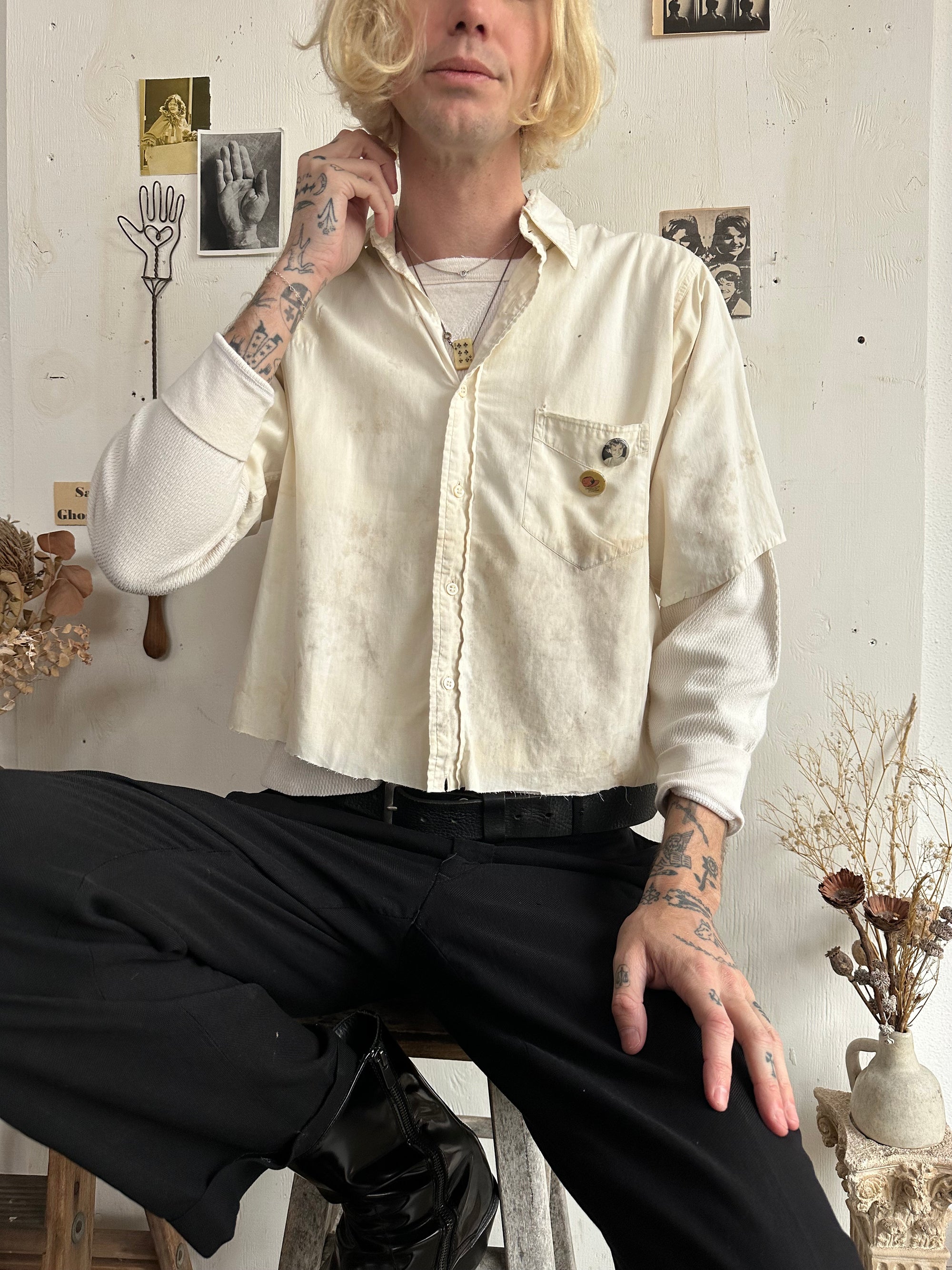 1960s Thrashed Work Shirt and Thermal Set