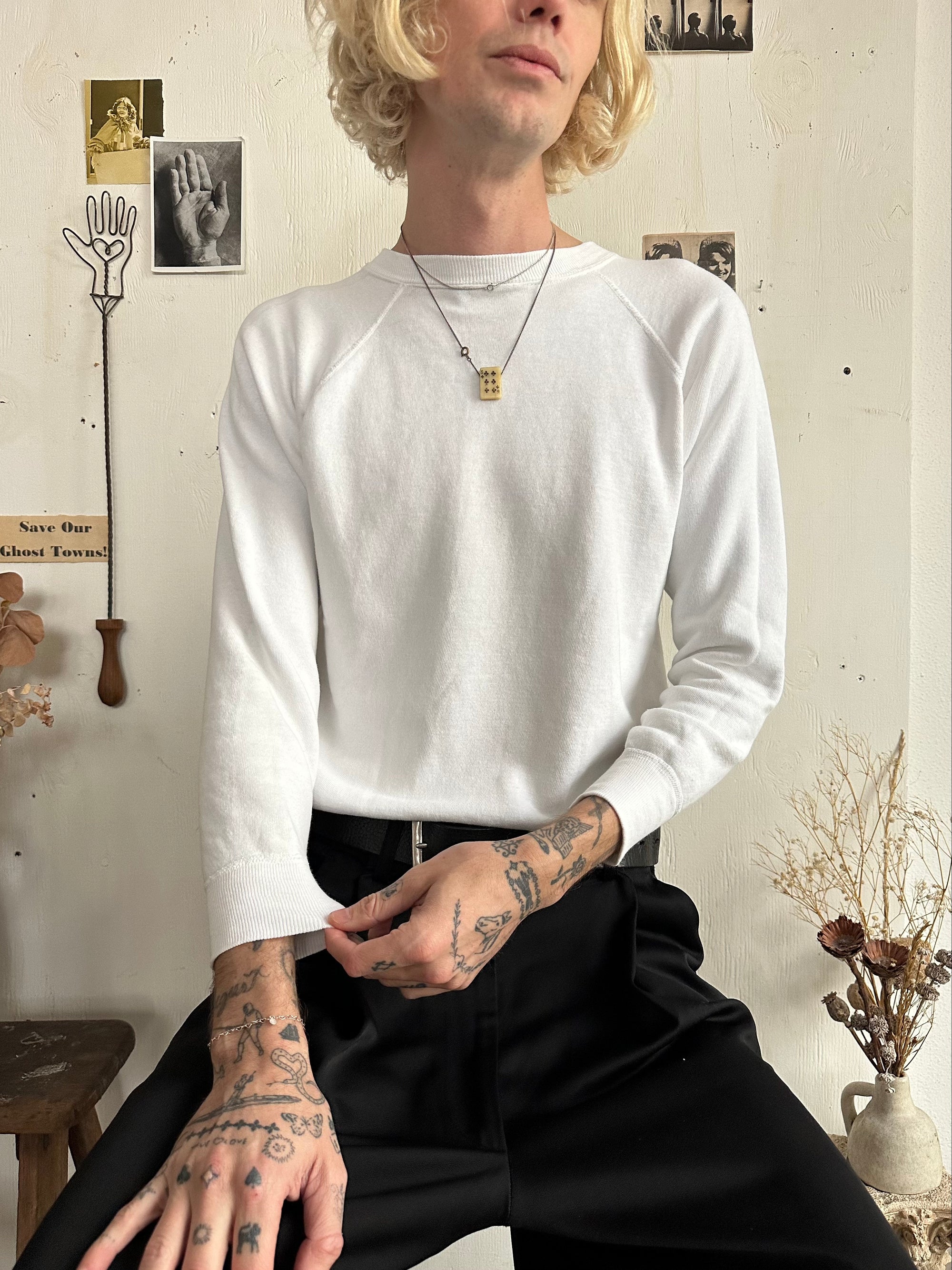 1970s White Crewneck Sweatshirt