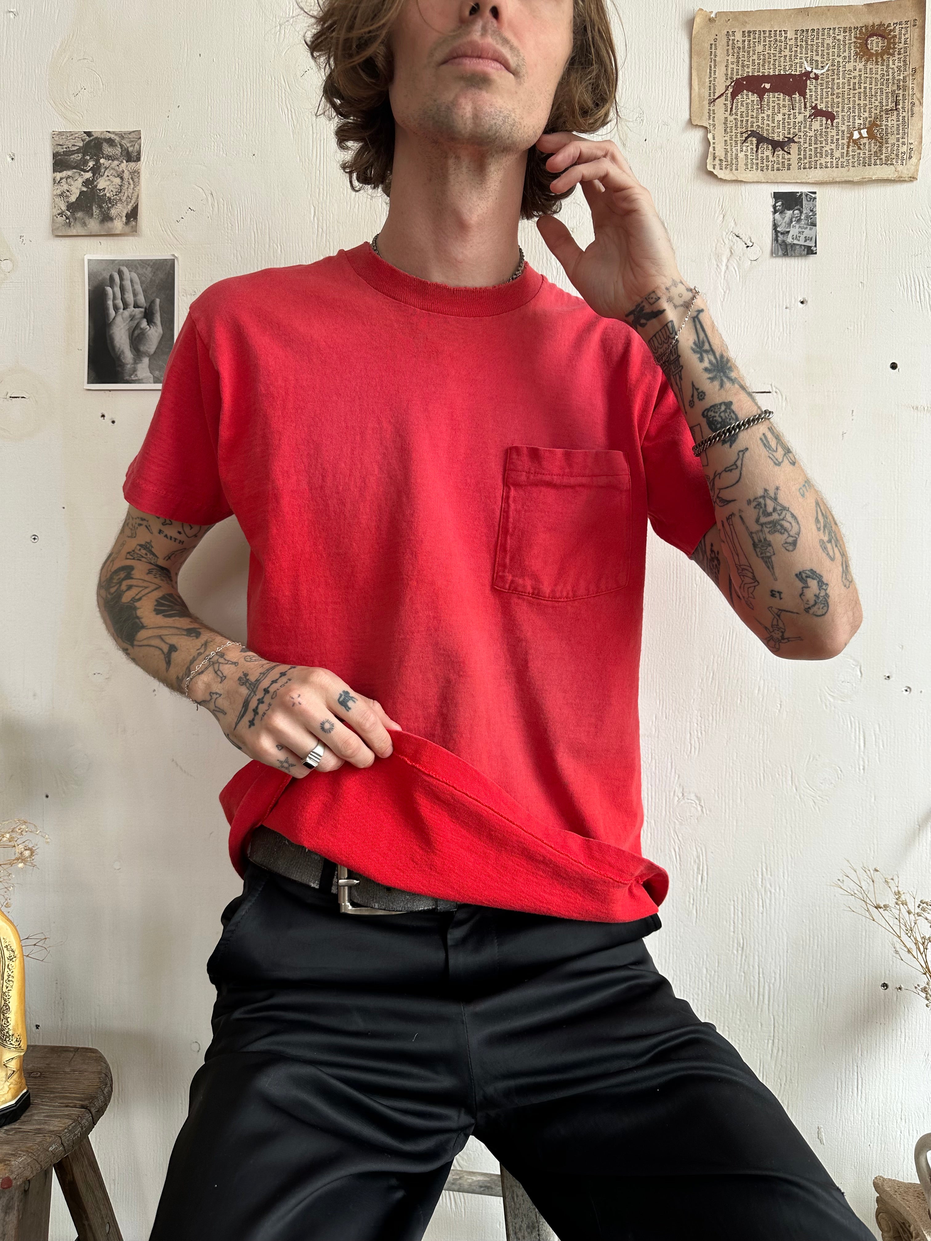 1980s Faded Red Pocket Tee (M/L)
