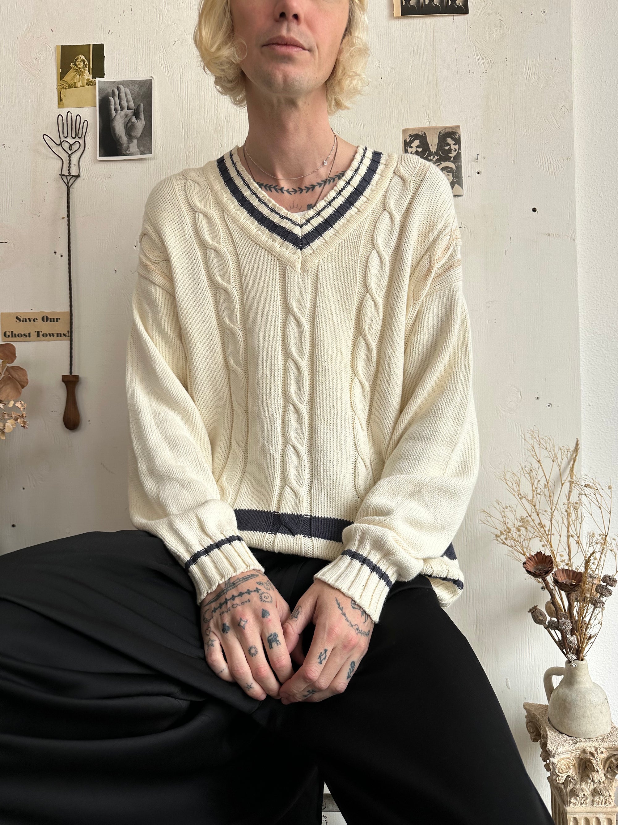 1990s GAP Cotton Knit Tennis Sweater