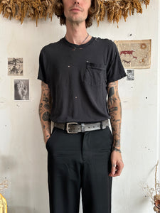 1980s Thrashed and Repaired Black Pocket Tee (M)