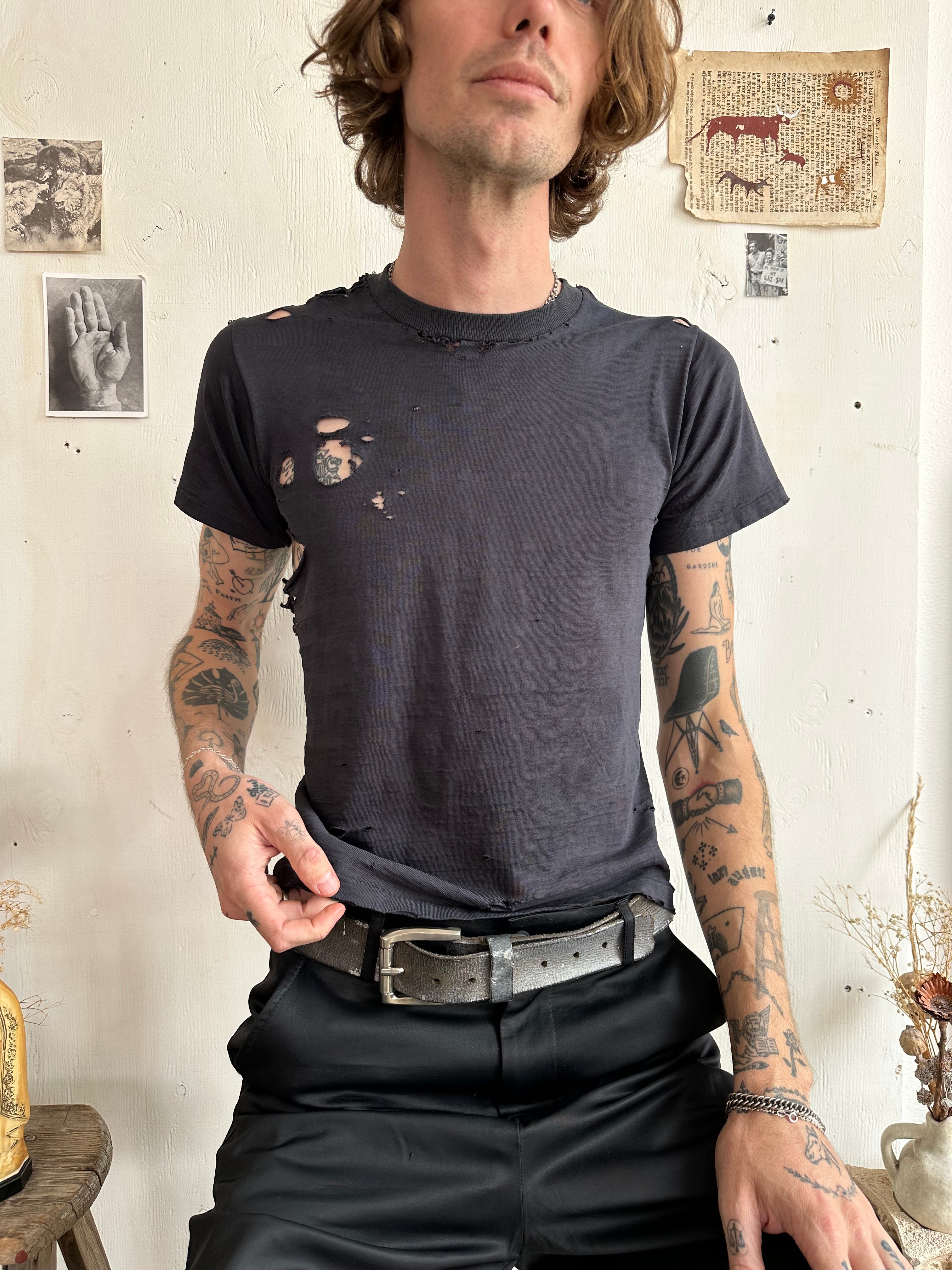 1970s Perfect Thrashed Black Tee (S)