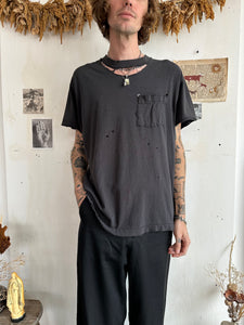 1980s Thrashed + Repaired Perfect Black Pocket Tee (XL)