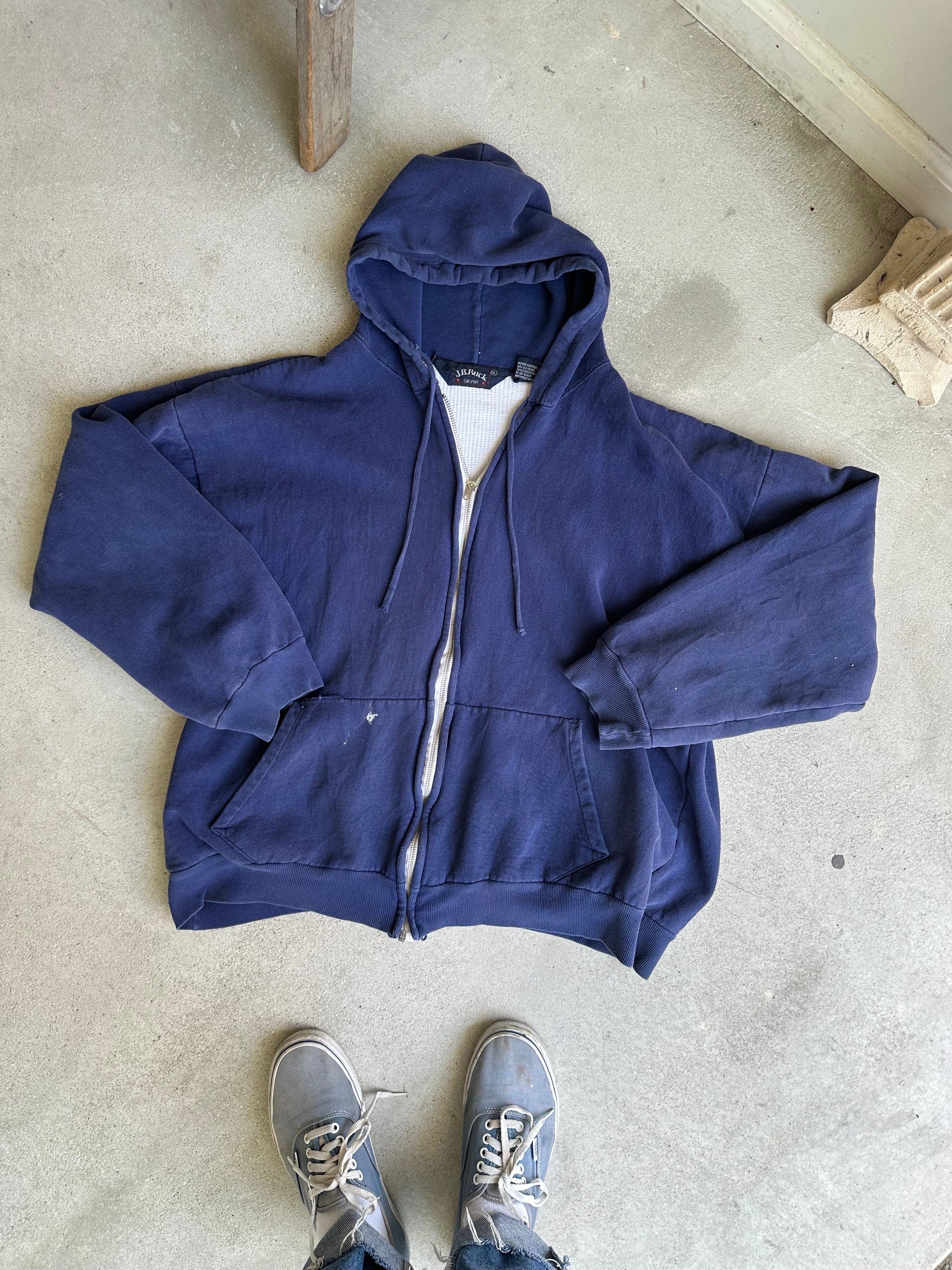 1980s Thermal Lined Faded Zip-Up Hoodie (Boxy XL)