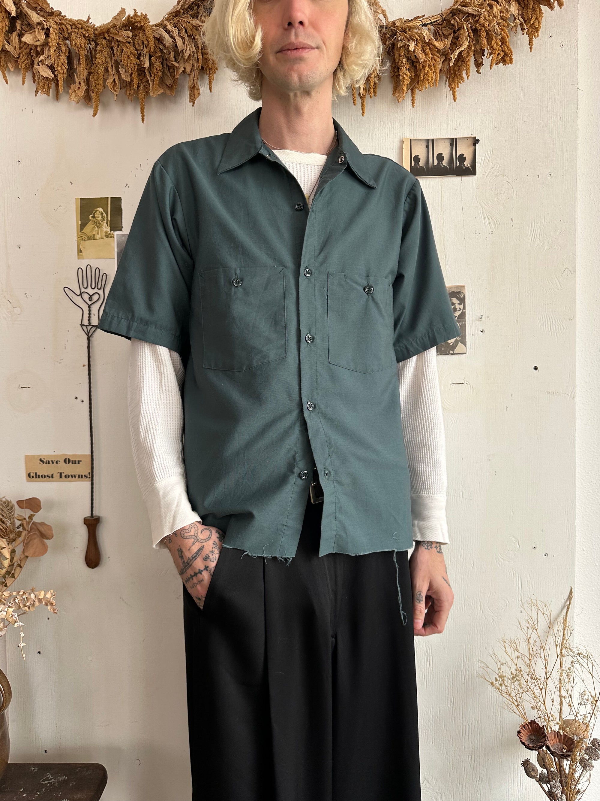 1970s Chopped Short Sleeve Work Shirt