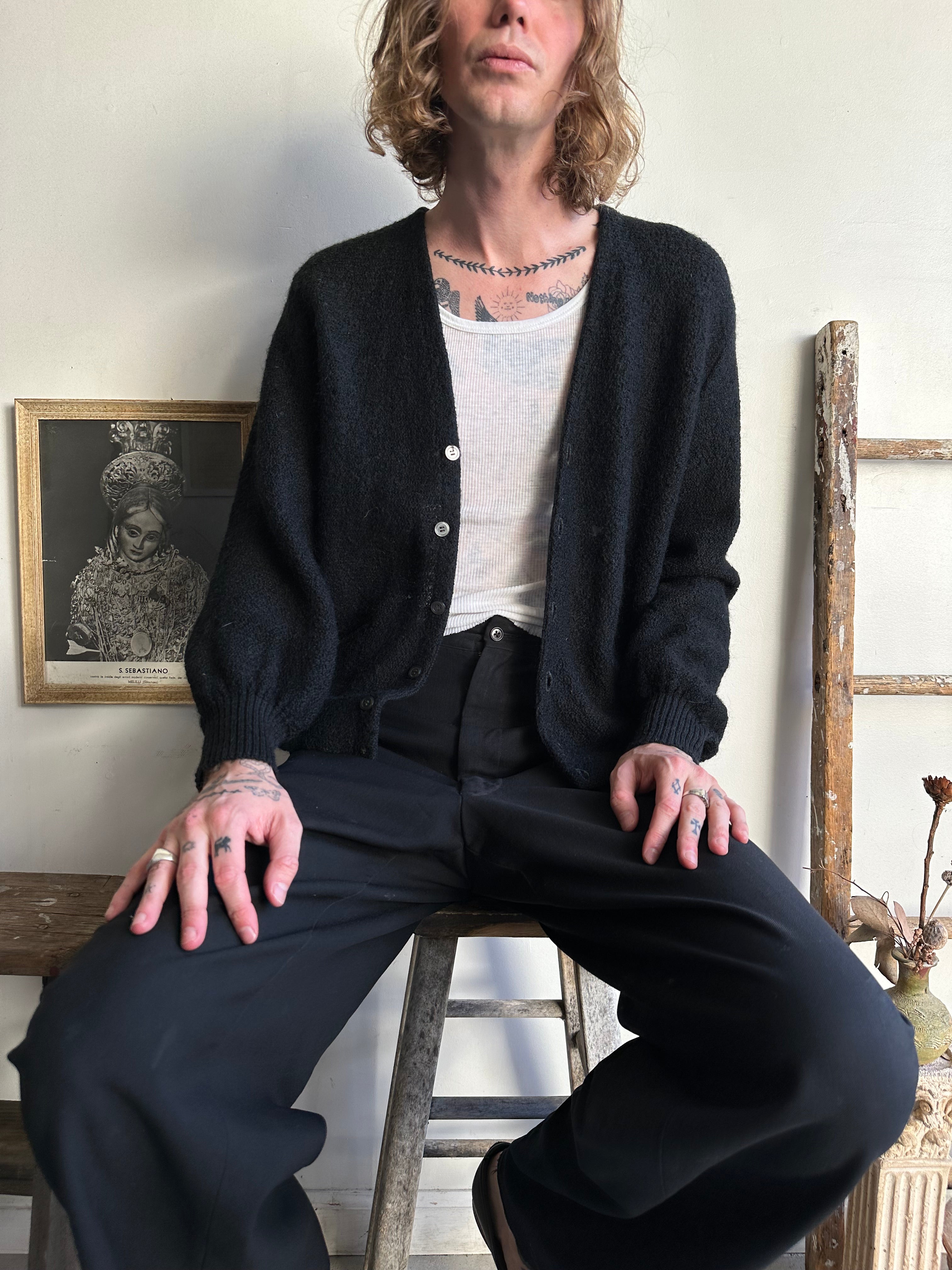 1960s Black Mohair Cardigan (M)