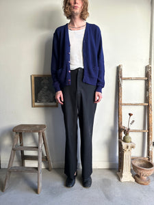 1970s Deep Blue Acrylic Cardigan (L)