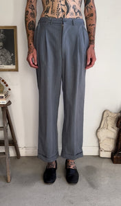 1940s Gray Pleated Work Trousers (30 x 30)