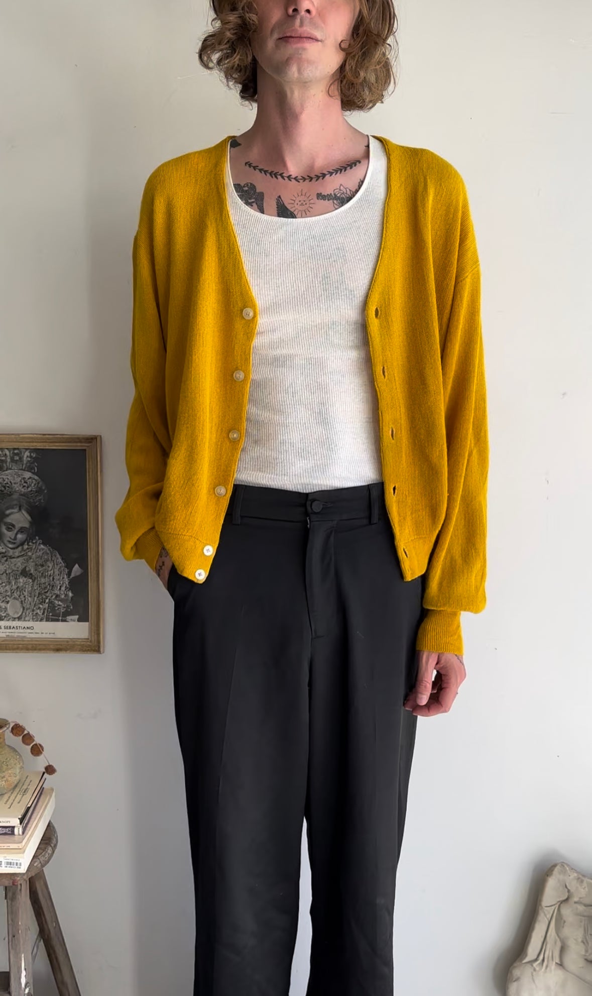 1970s Mustard Cardigan (Boxy S/M)