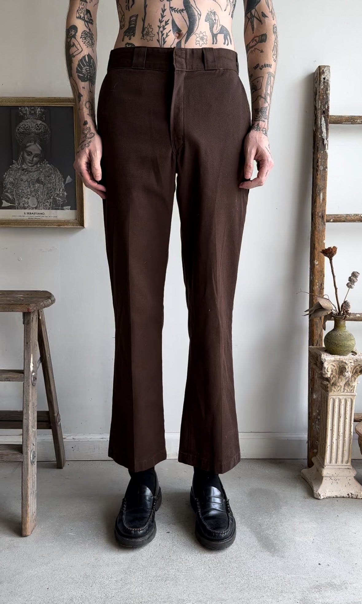 1990s Chocolate Brown Dickies Trousers (31/31)