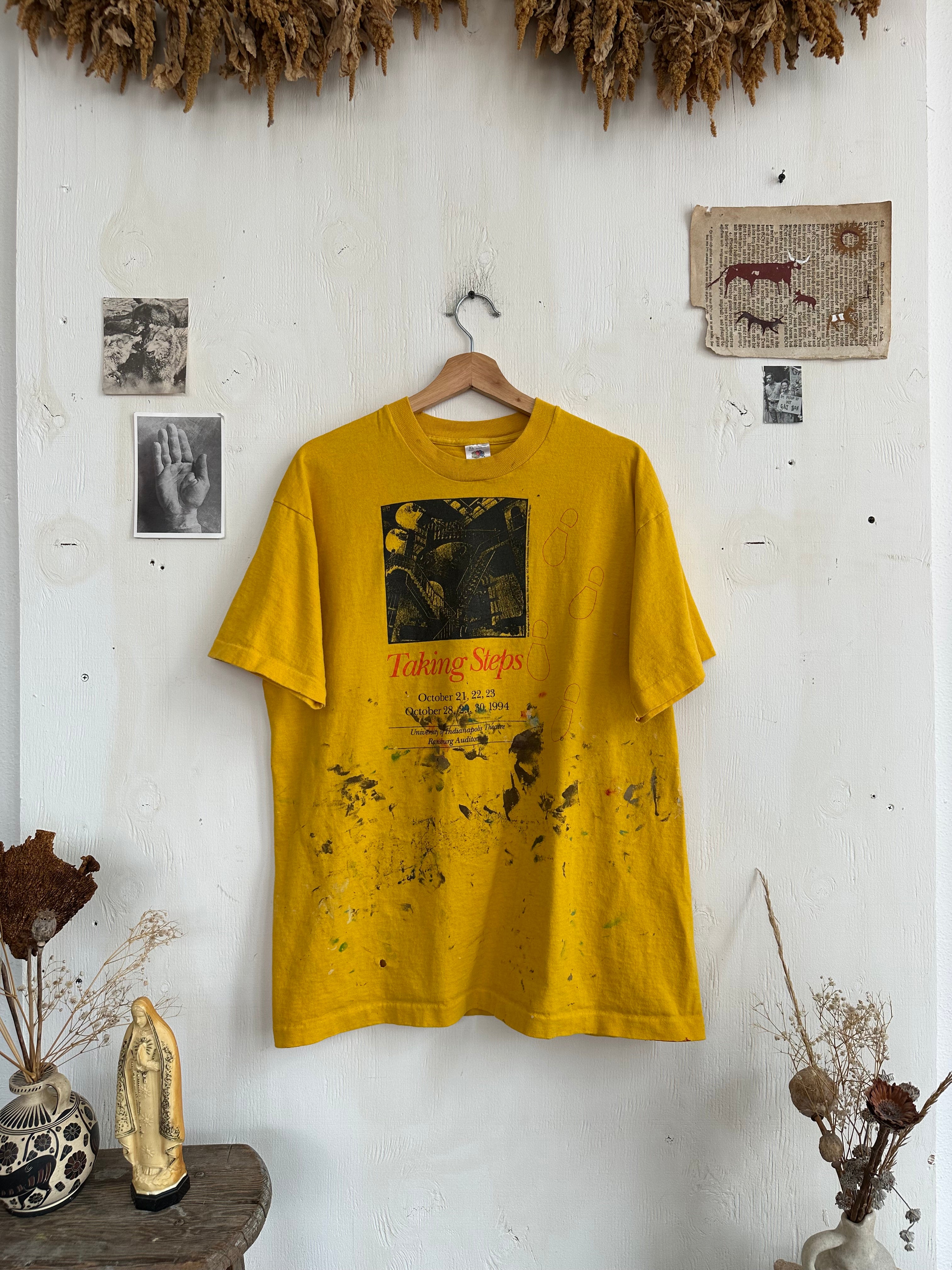 1990s Paint Stained M.C. Escher Taking Steps T-Shirt (L/XL)
