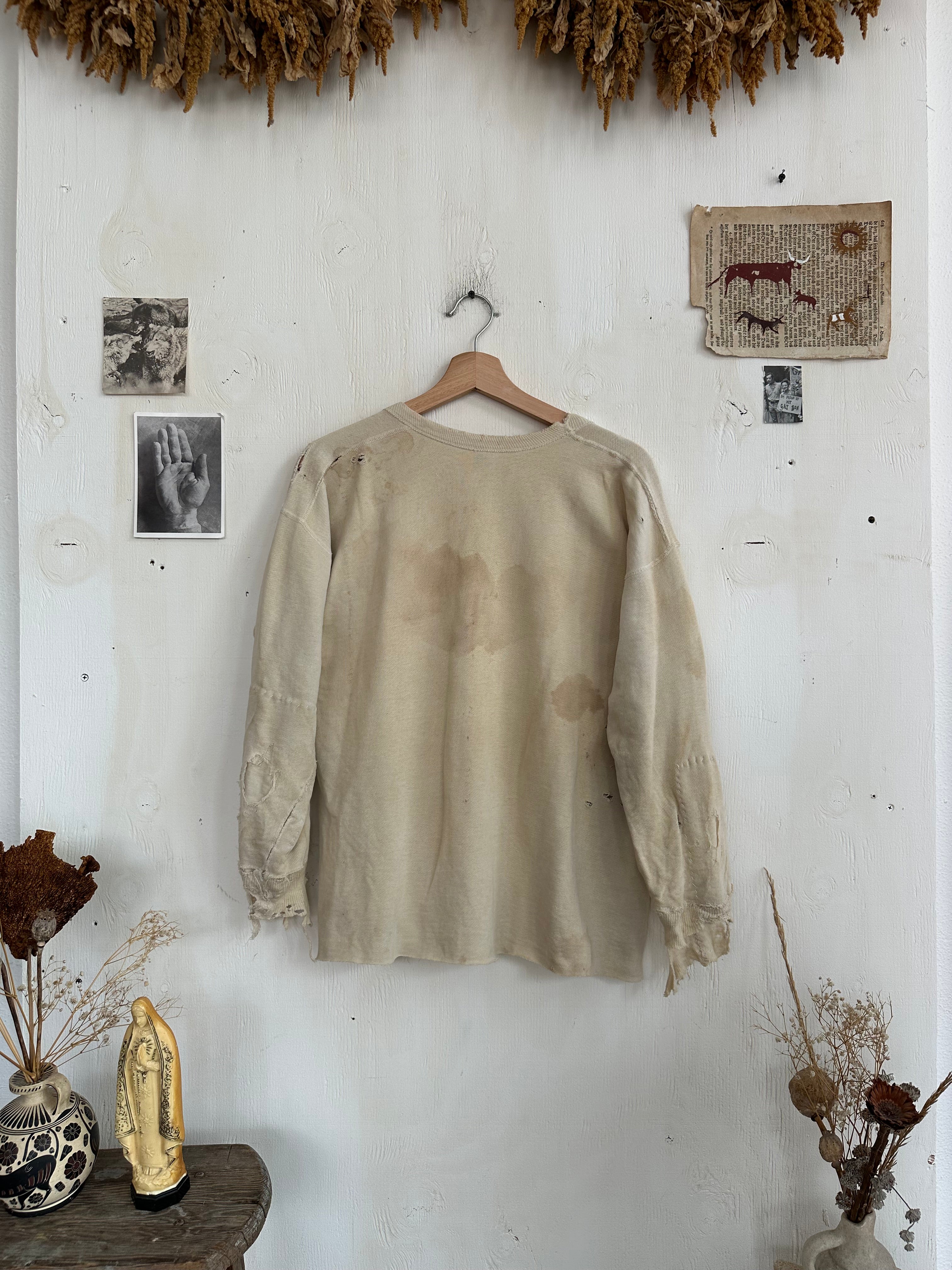 1940s Thrashed and Repaired Sweater W/ Religious Pendants (M/L)