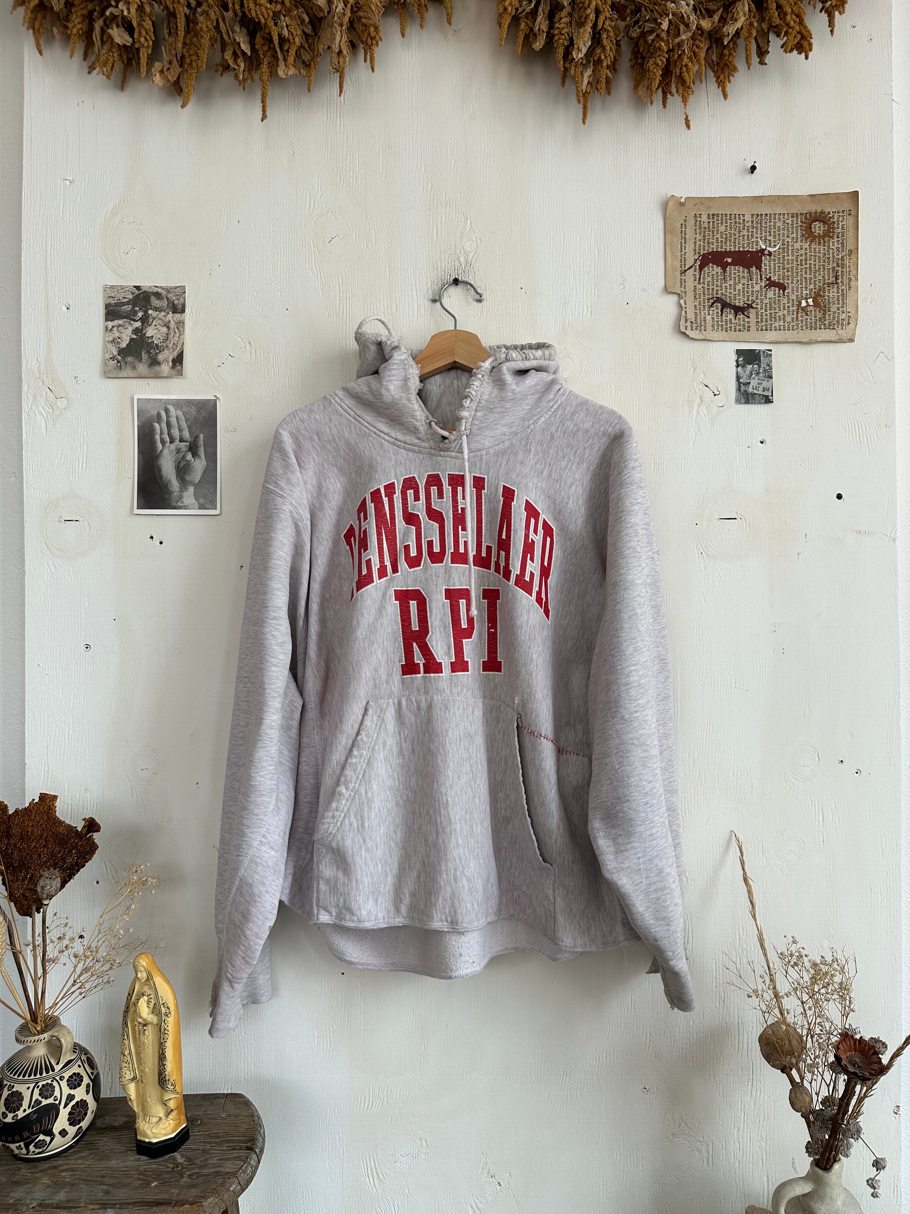 1990s Thrashed and Repaired Rensselaer Hoodie (Boxy L/XL)