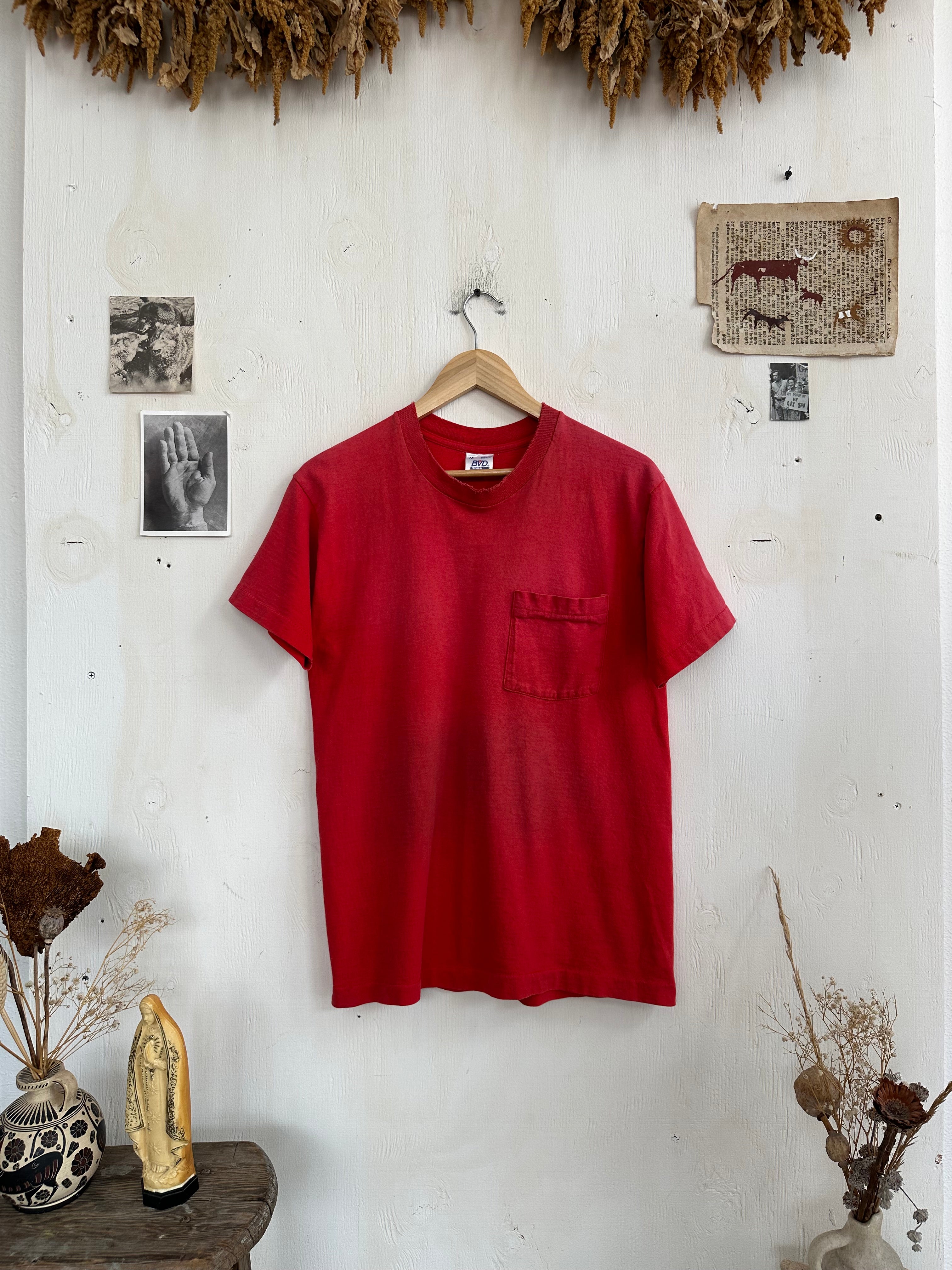 1980s Faded Red Pocket Tee (M/L)