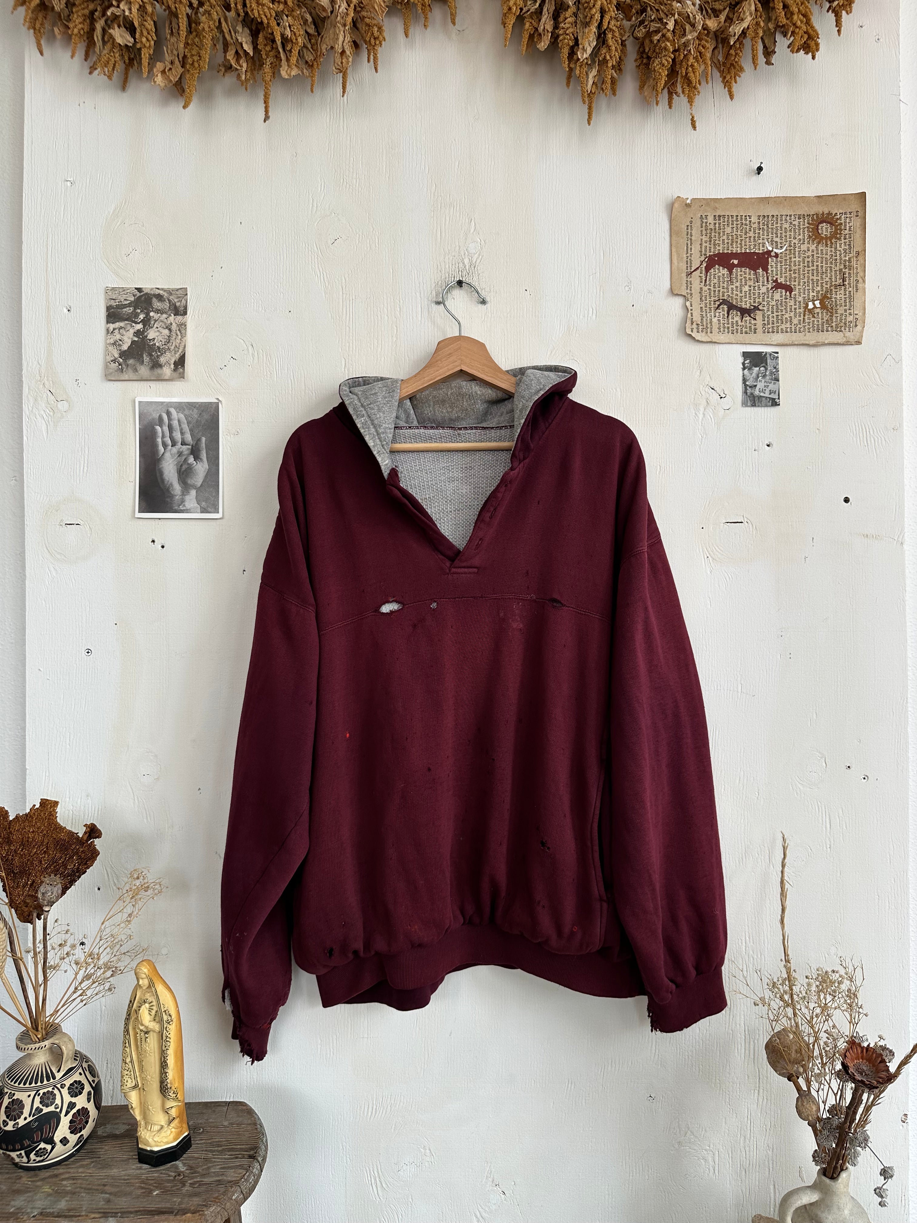 1980s Thermal Lined Soft Henley Hoodie (Boxy L/XL)