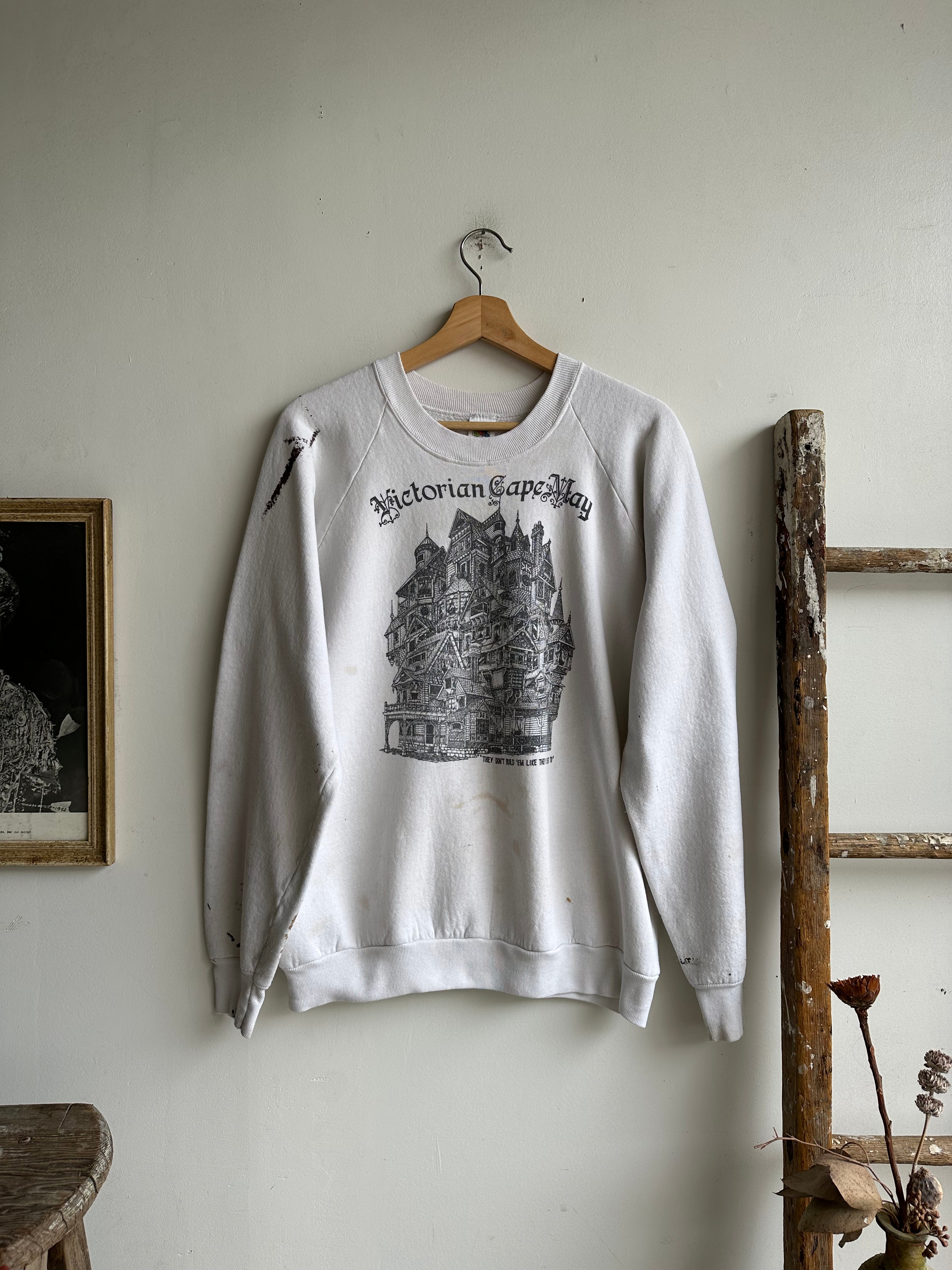 1980s Paint Stained Victorian Sweatshirt (M)
