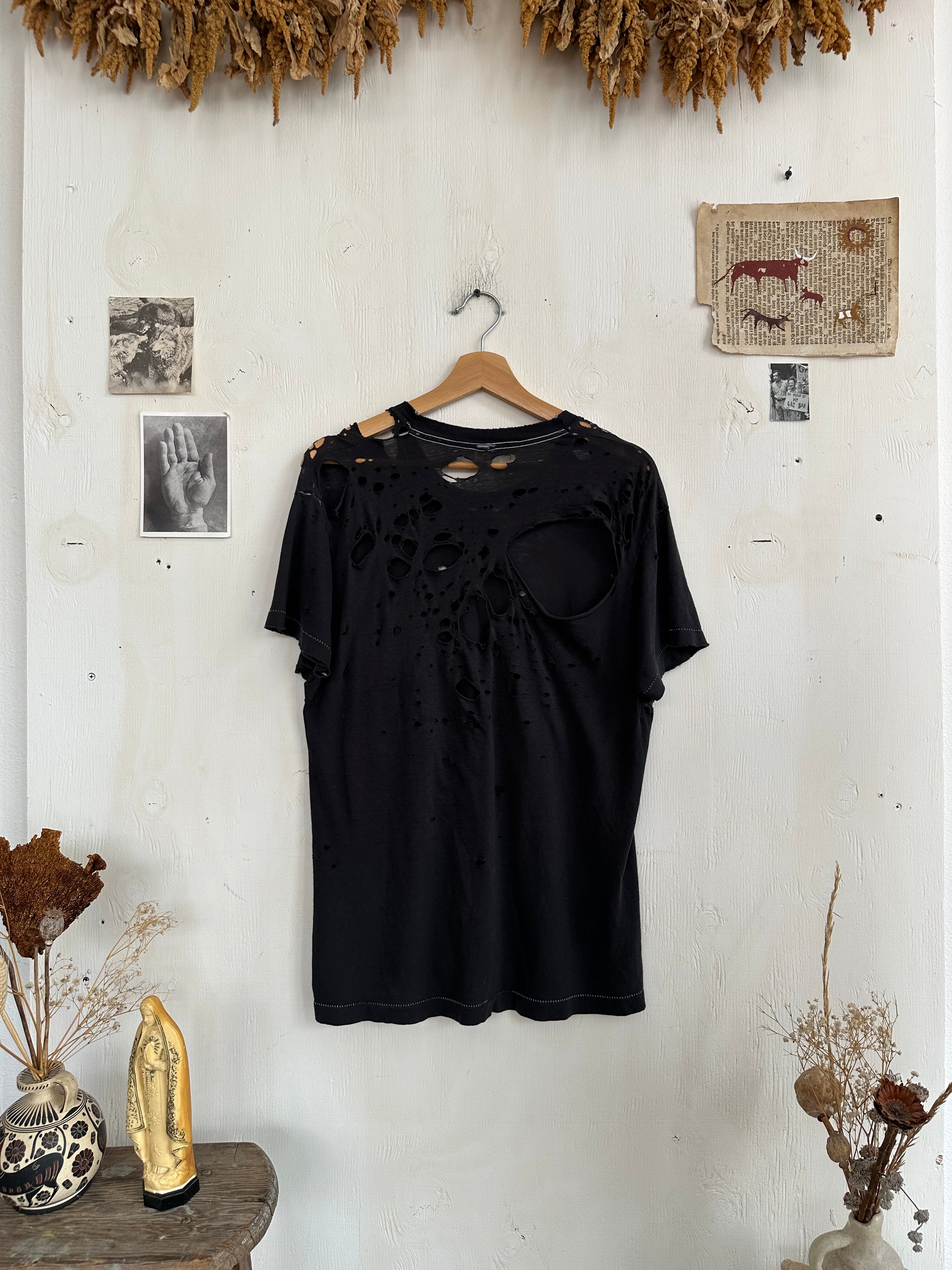 1980s Thrashed and Repaired Black Pocket Tee (M)