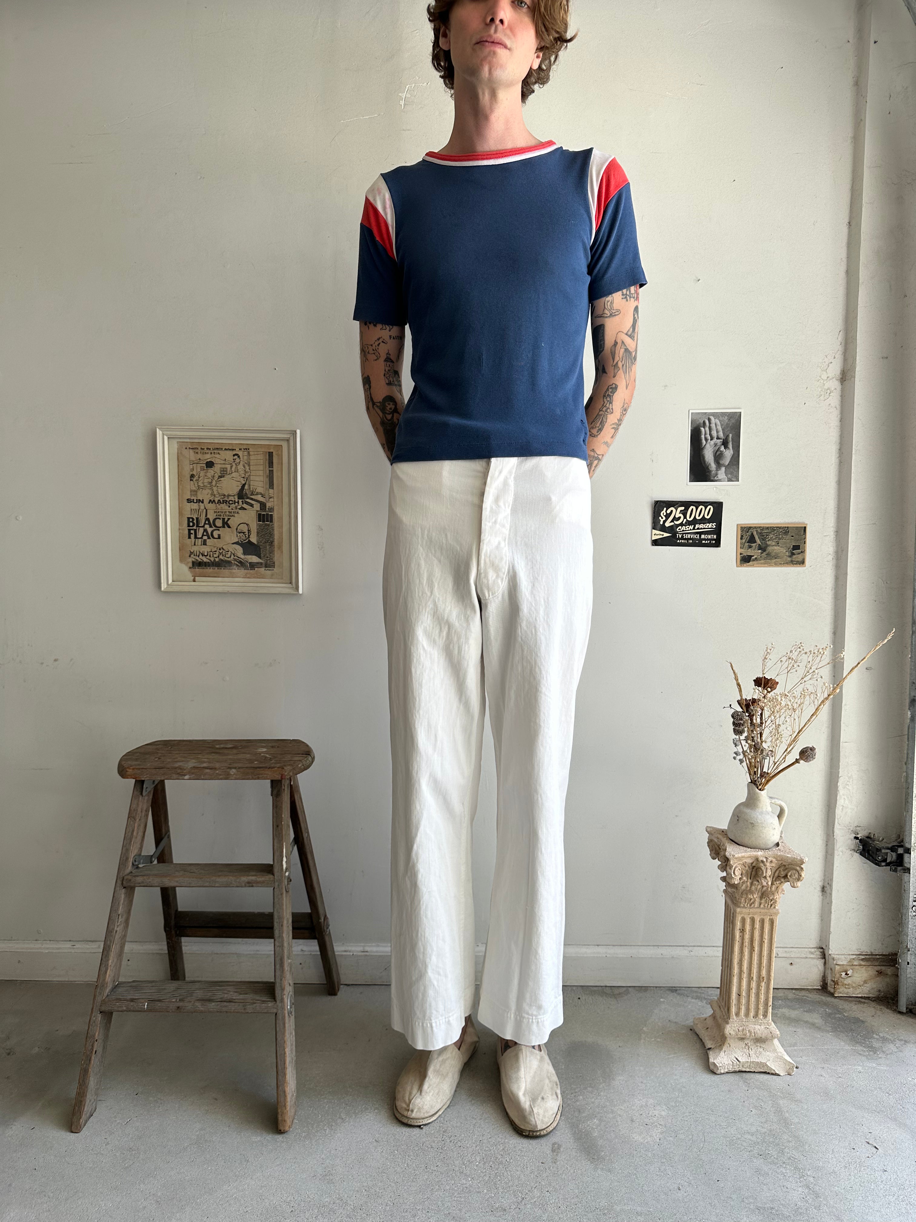 1970s Navy Blue Athletic Style Tee (S/M)