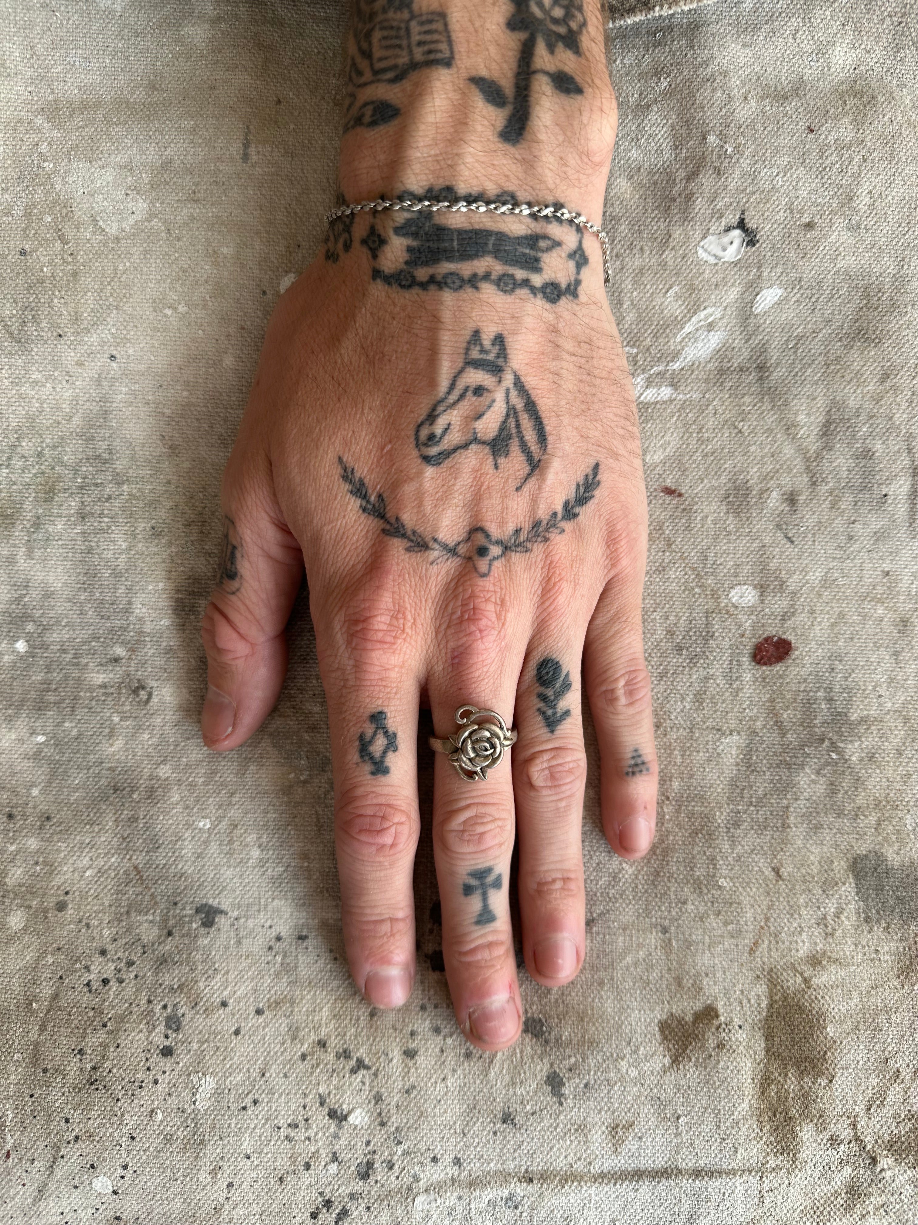 Vintage Sterling Rose Ring (7.5)