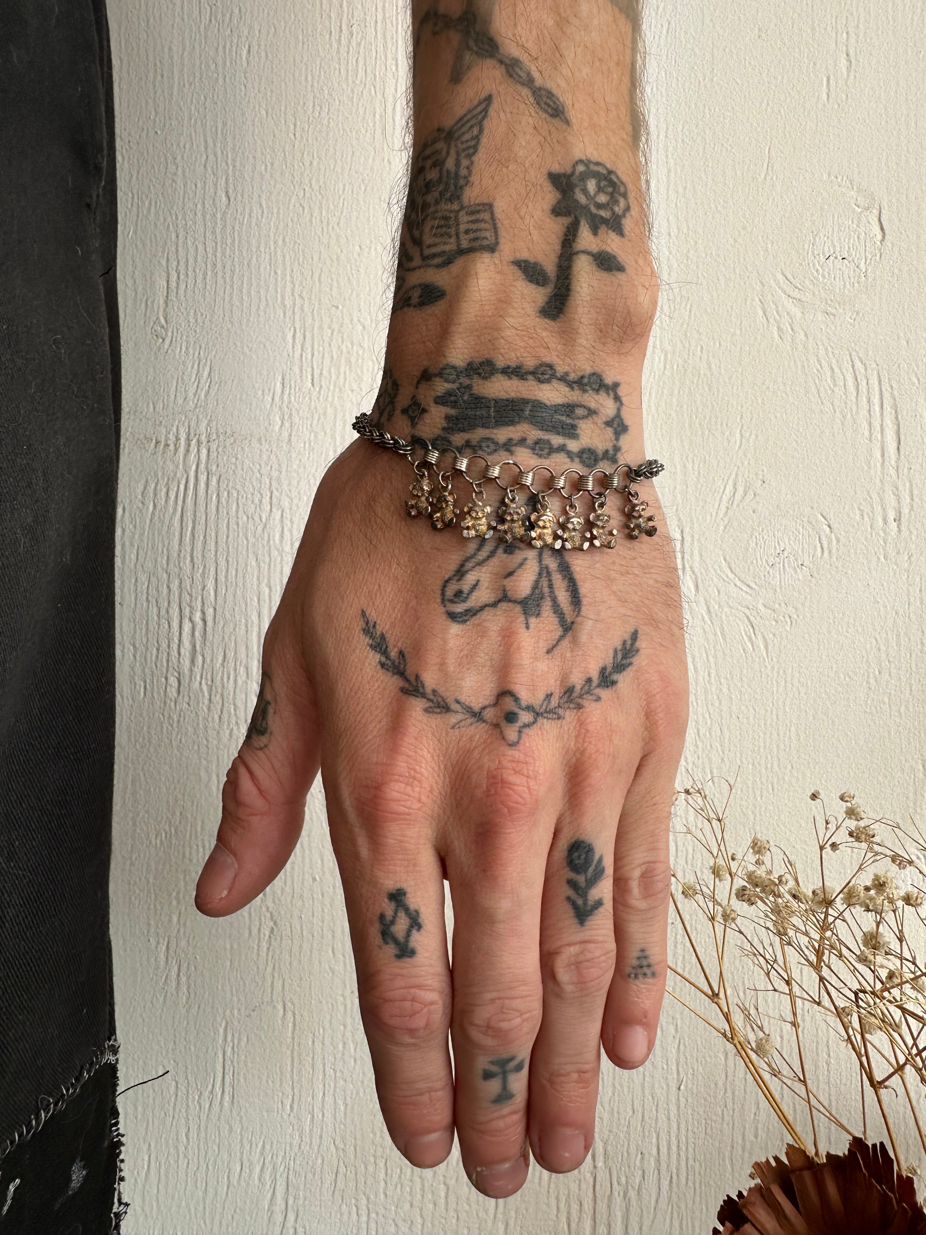 Vintage Teddy Bear Charm Bracelet (7.5")