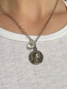 Vintage Virgin Mary Pendant Necklace (16")