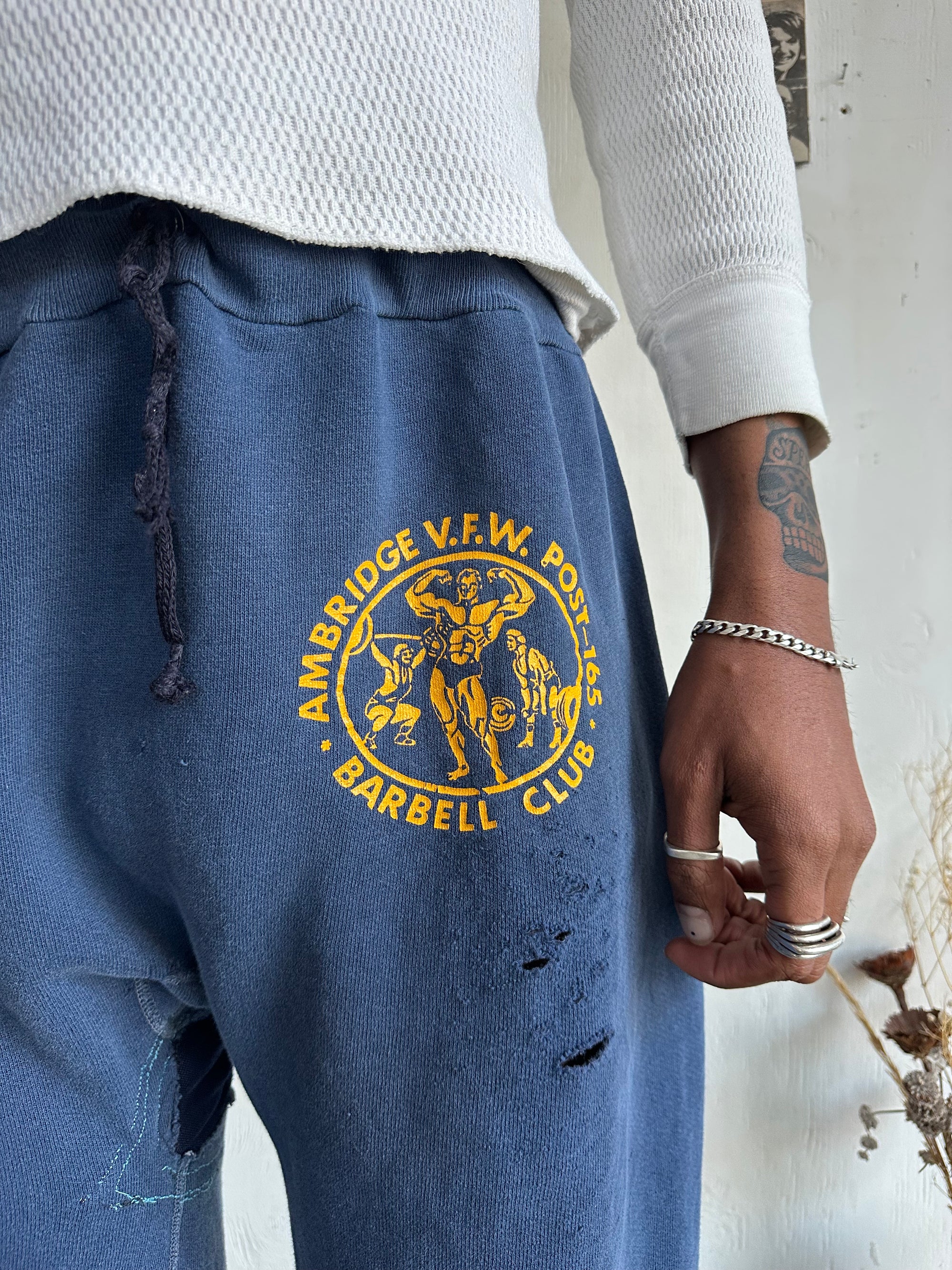 1970s Thrashed and Repaired Barbell Club Sweats