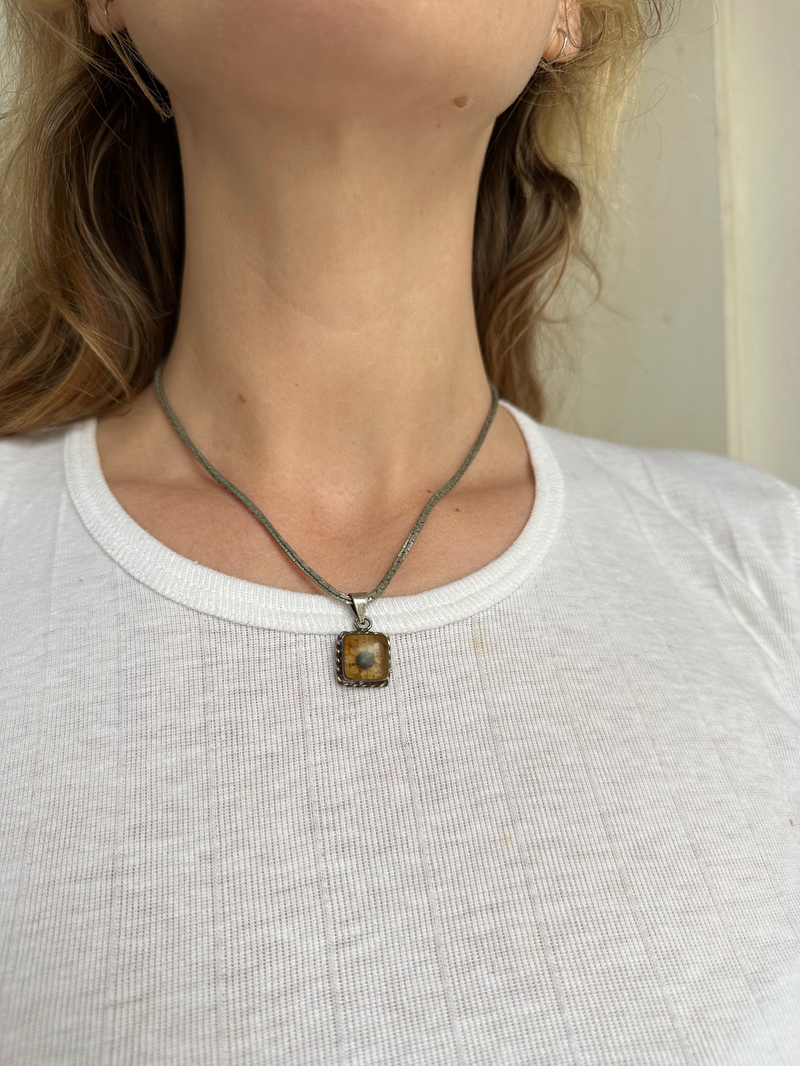 Antique Sterling Pressed Wildflower Necklace (16")