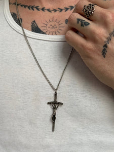 Vintage Jesus on Cross Pendant Necklace (26" - 28")