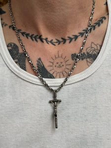 Vintage Silver Cross with Krementz Designer Chain (20")