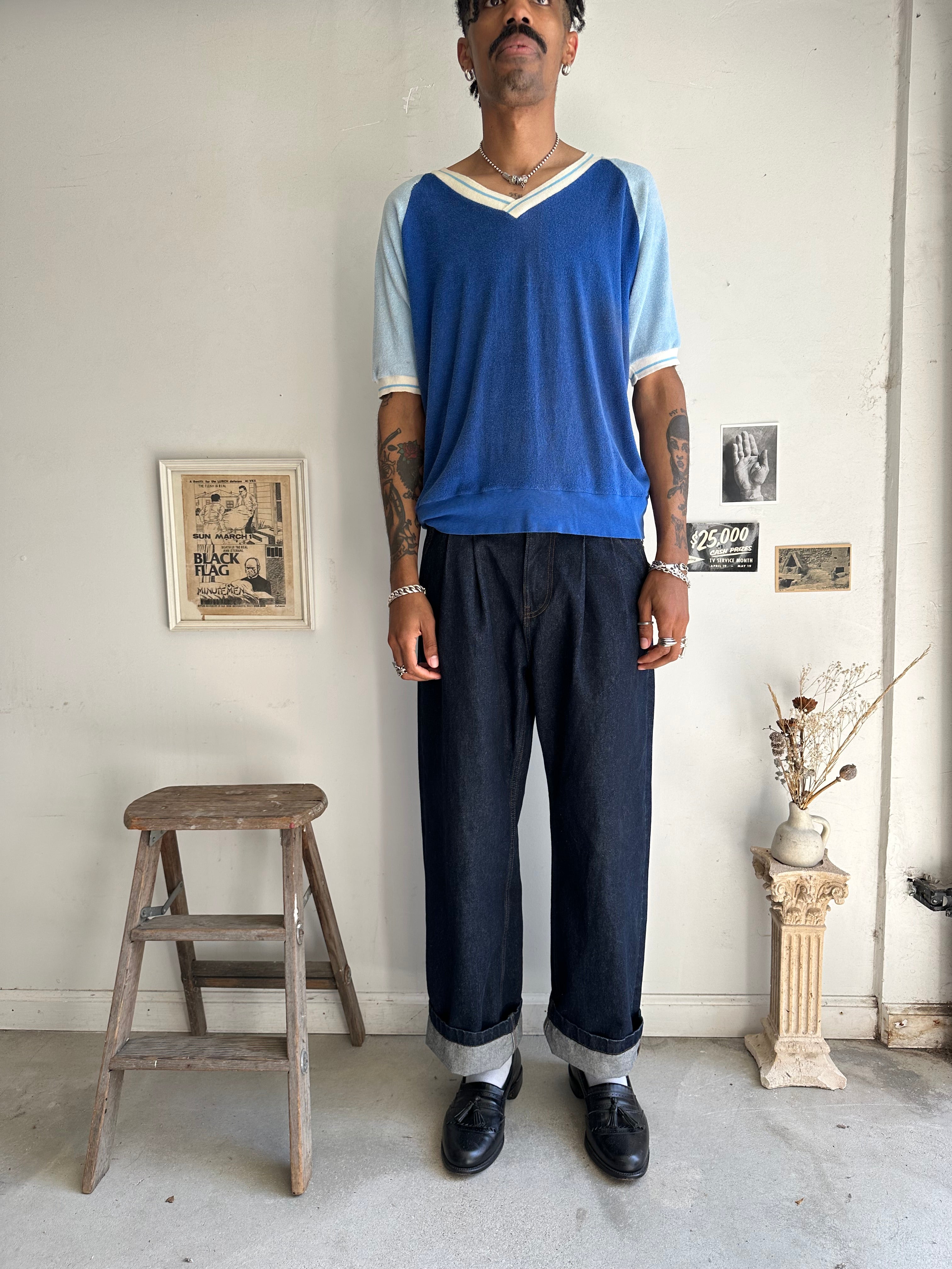 1980s Cobalt Terry Cloth Athletic Tee (Boxy XL)
