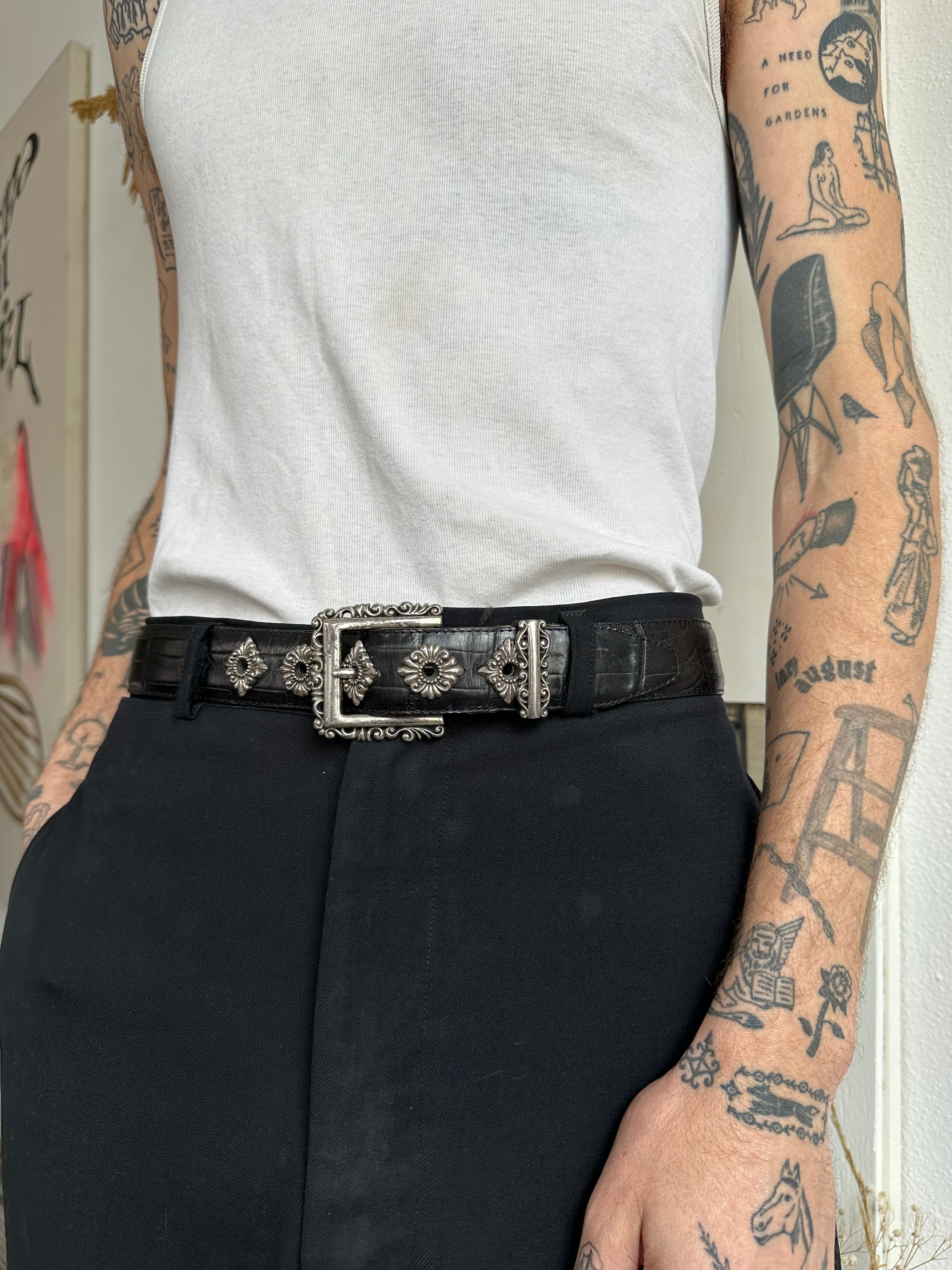 1990s Metal Applique Belt (27" - 32")