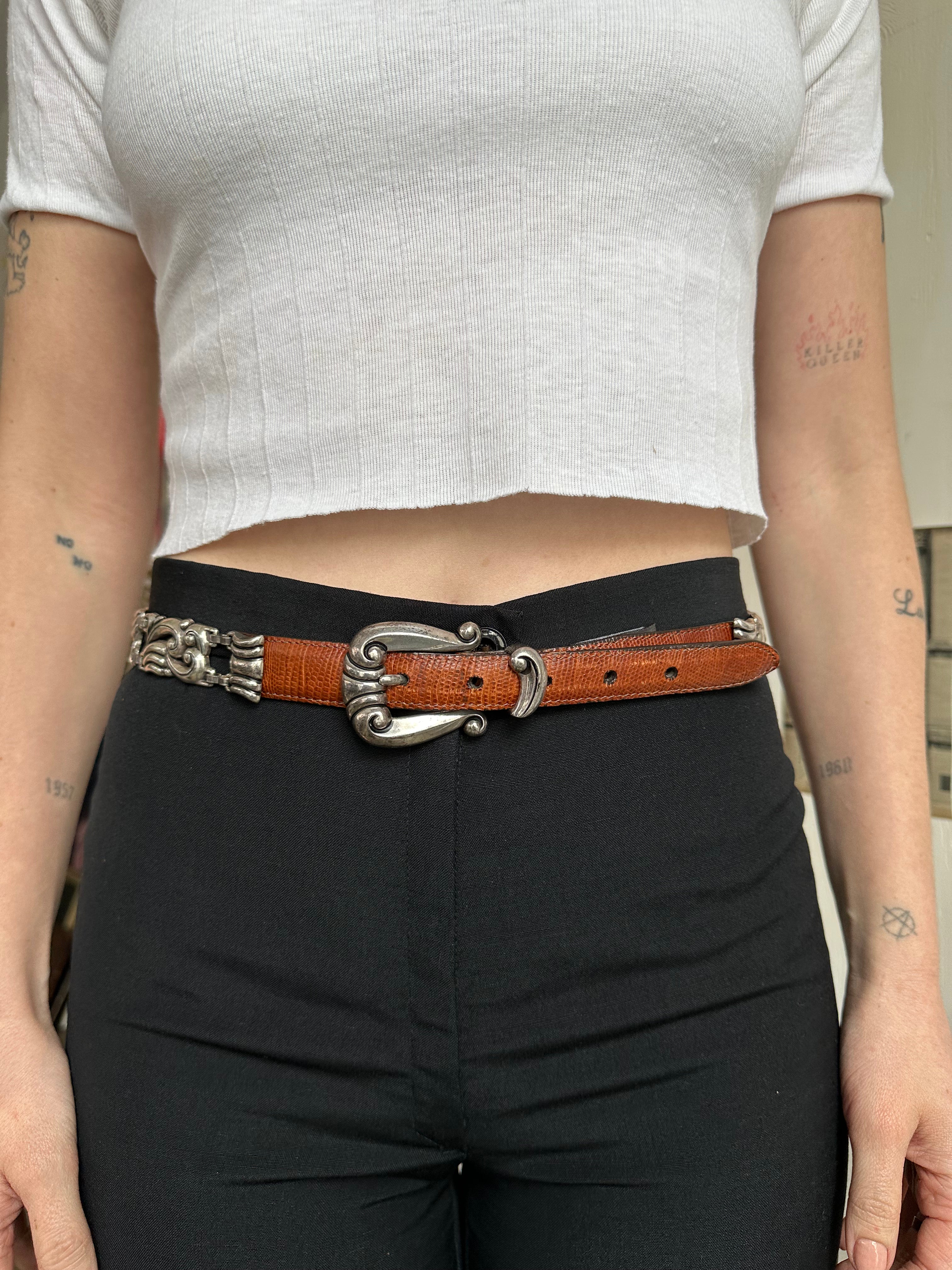 1990s Brown Heavy Metal Chain Belt (28" - 32")